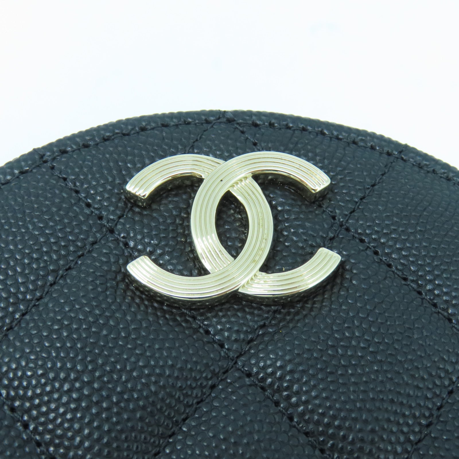CHANEL 【激減優惠】菱格Caviar皮革Round Chain Shoulder Bag金扣鏈帶肩背袋黑色