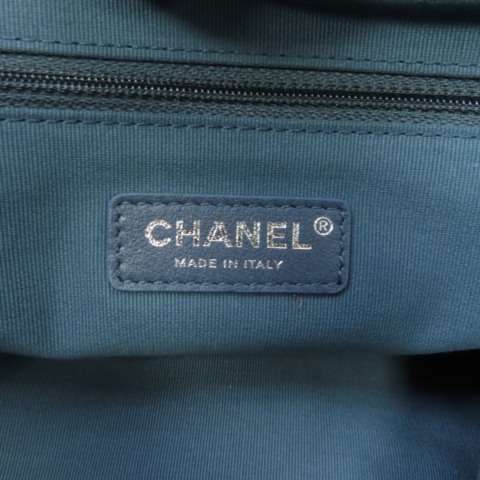 CHANEL 【激減優惠】牛仔布Deauville Tote銀扣手挽肩背兩用袋藍色