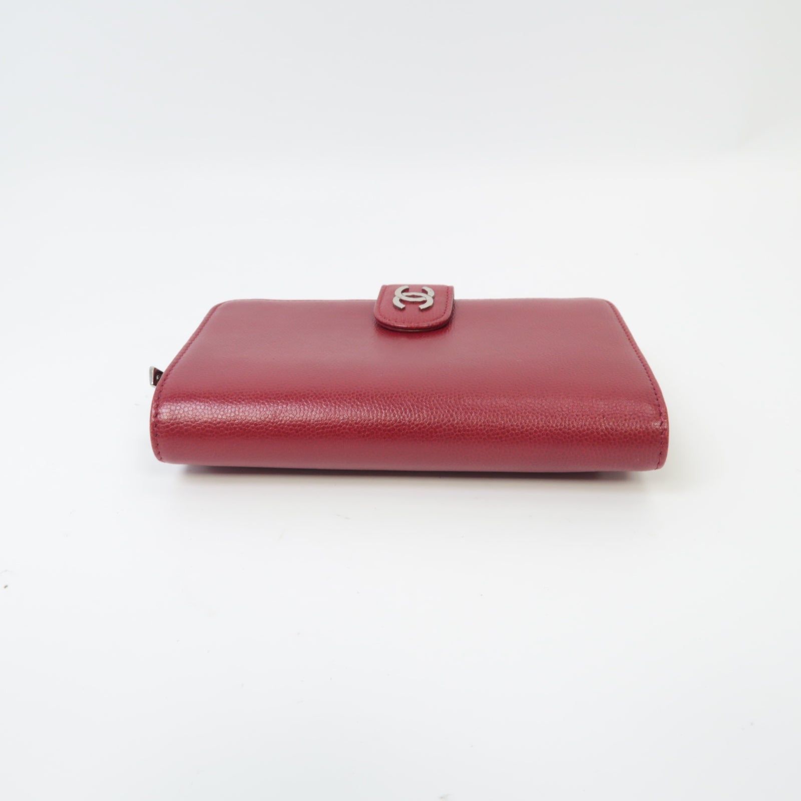 CHANEL 【激減優惠】Caviar皮革Wallet銀扣錢包紅色
