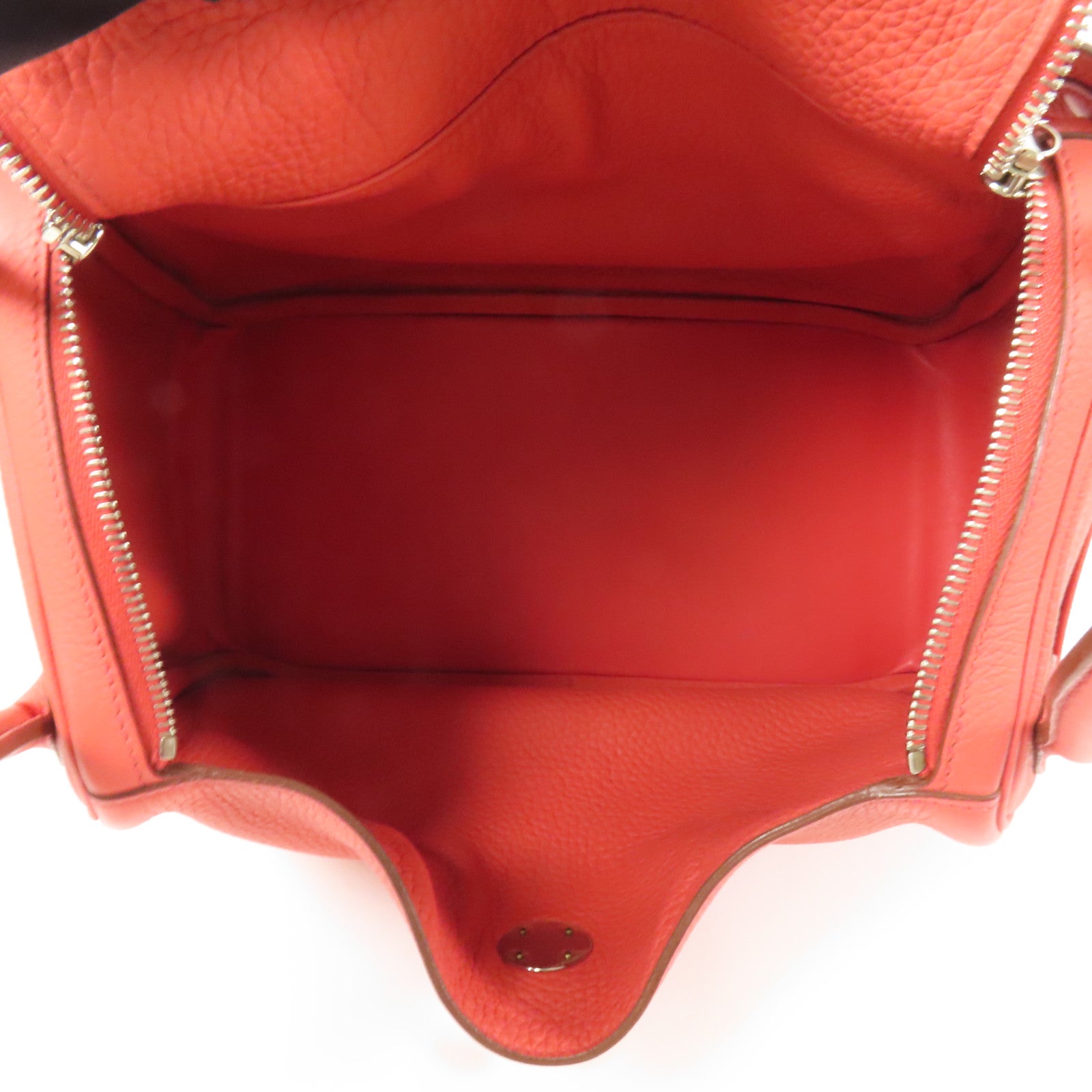 HERMES 【激減優惠】Clemence皮革Lindy 30銀扣手挽肩背兩用袋Red