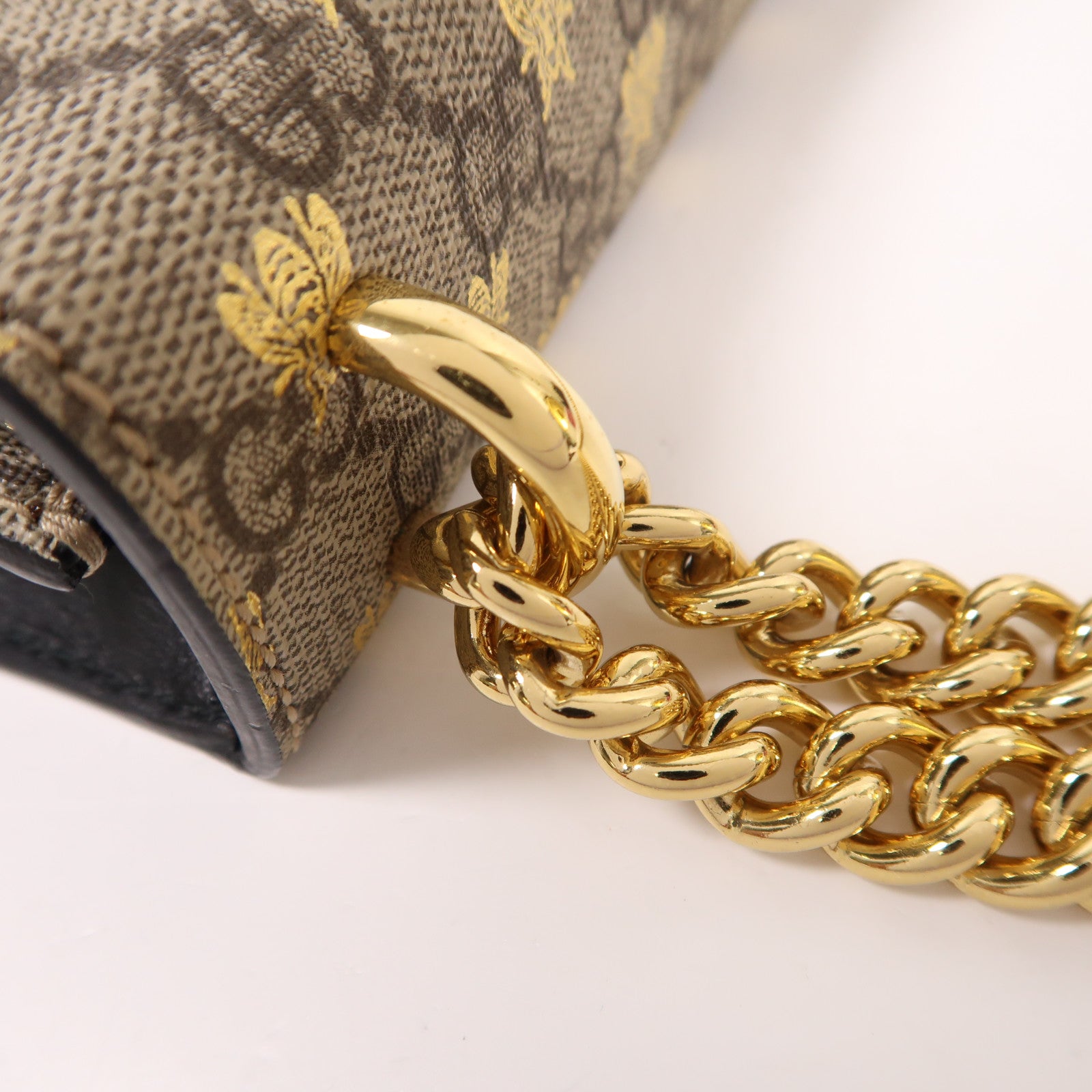 GUCCI 塗層帆布/牛皮皮革Padlock Small金扣鏈帶肩背袋