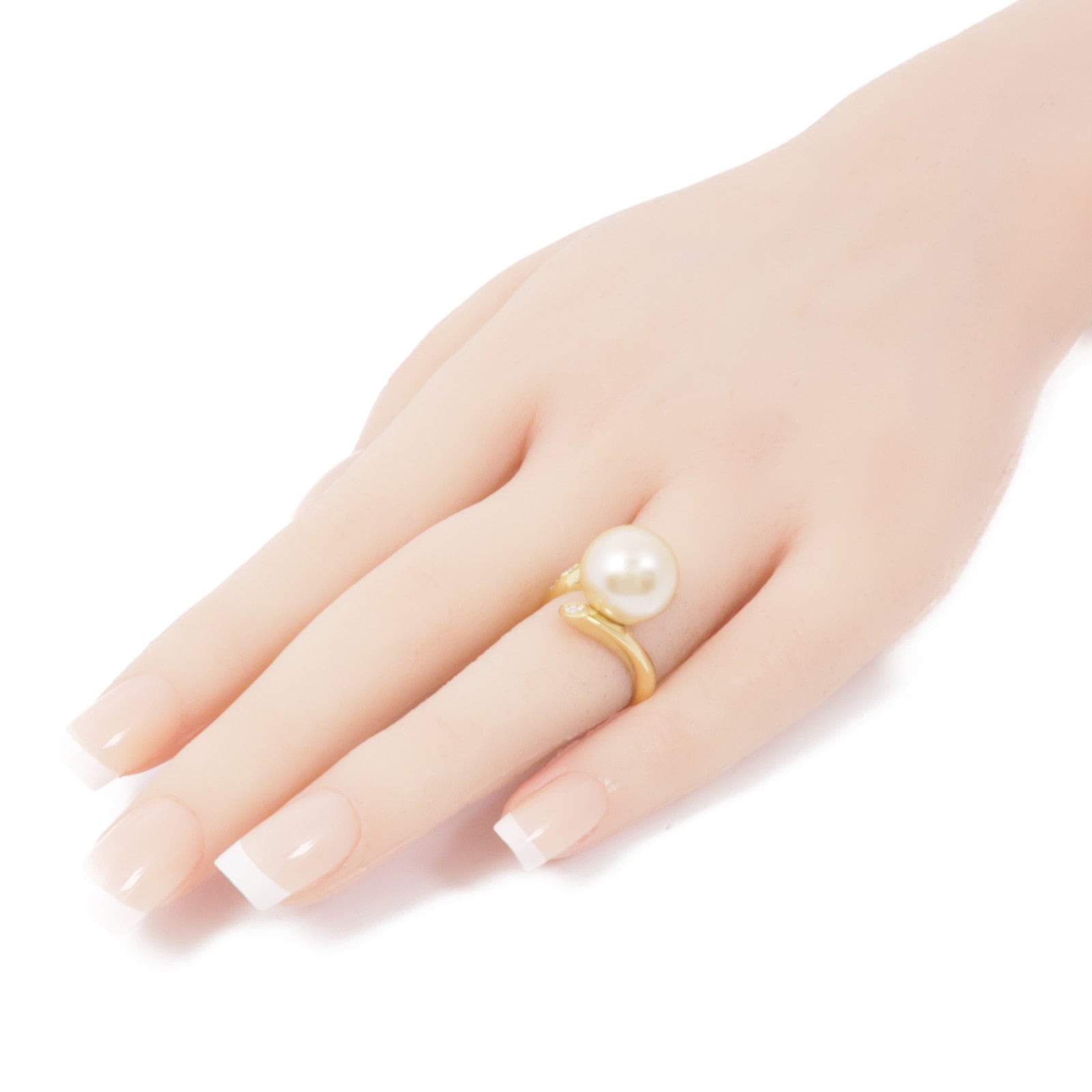 JEWELRY【激減優惠】 18K黃金Pearl Diamond Ring珍珠/鑽石戒指US#5.25