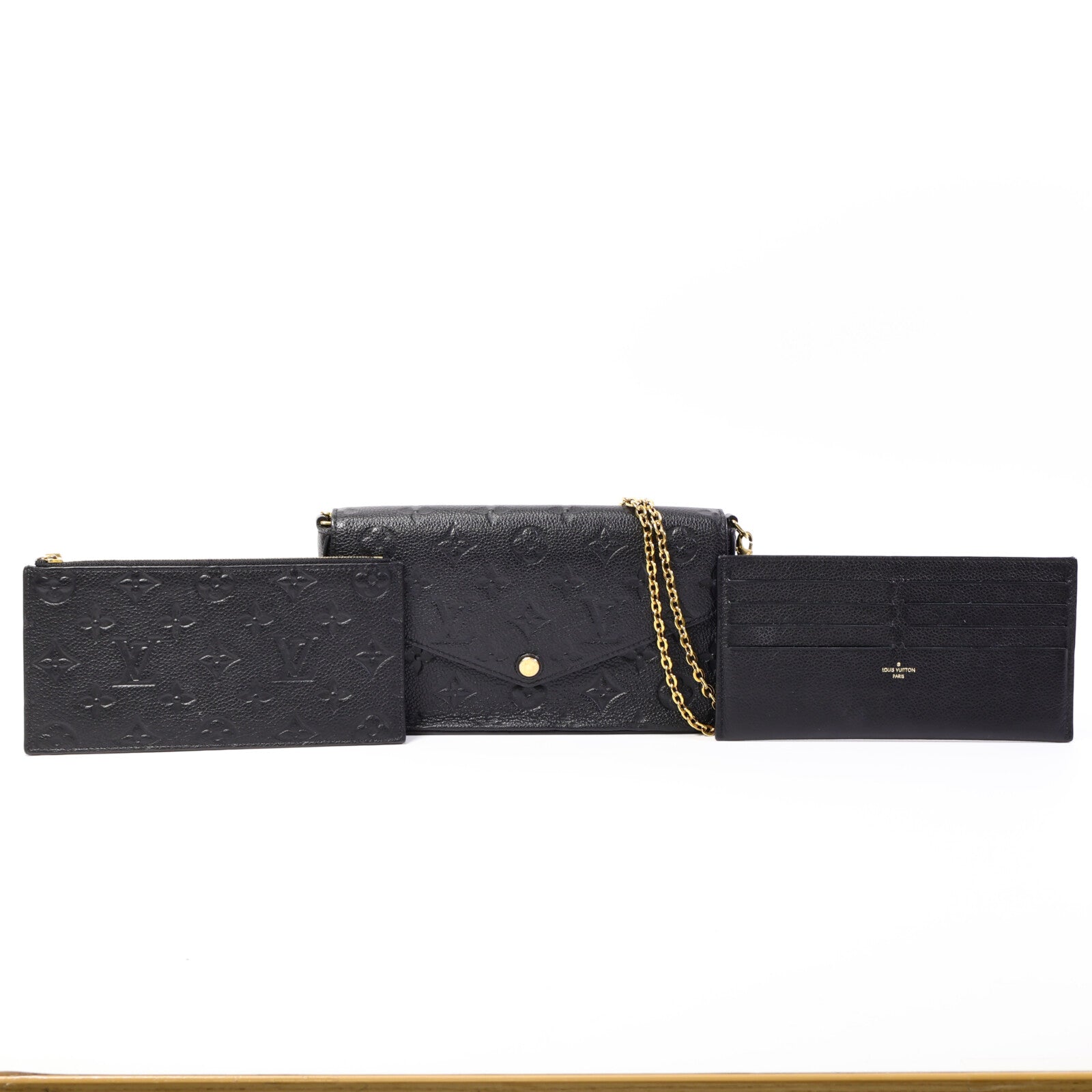 LOUIS VUITTON Monogram Empreinte Felicie Pochette 金扣鏈帶肩背袋