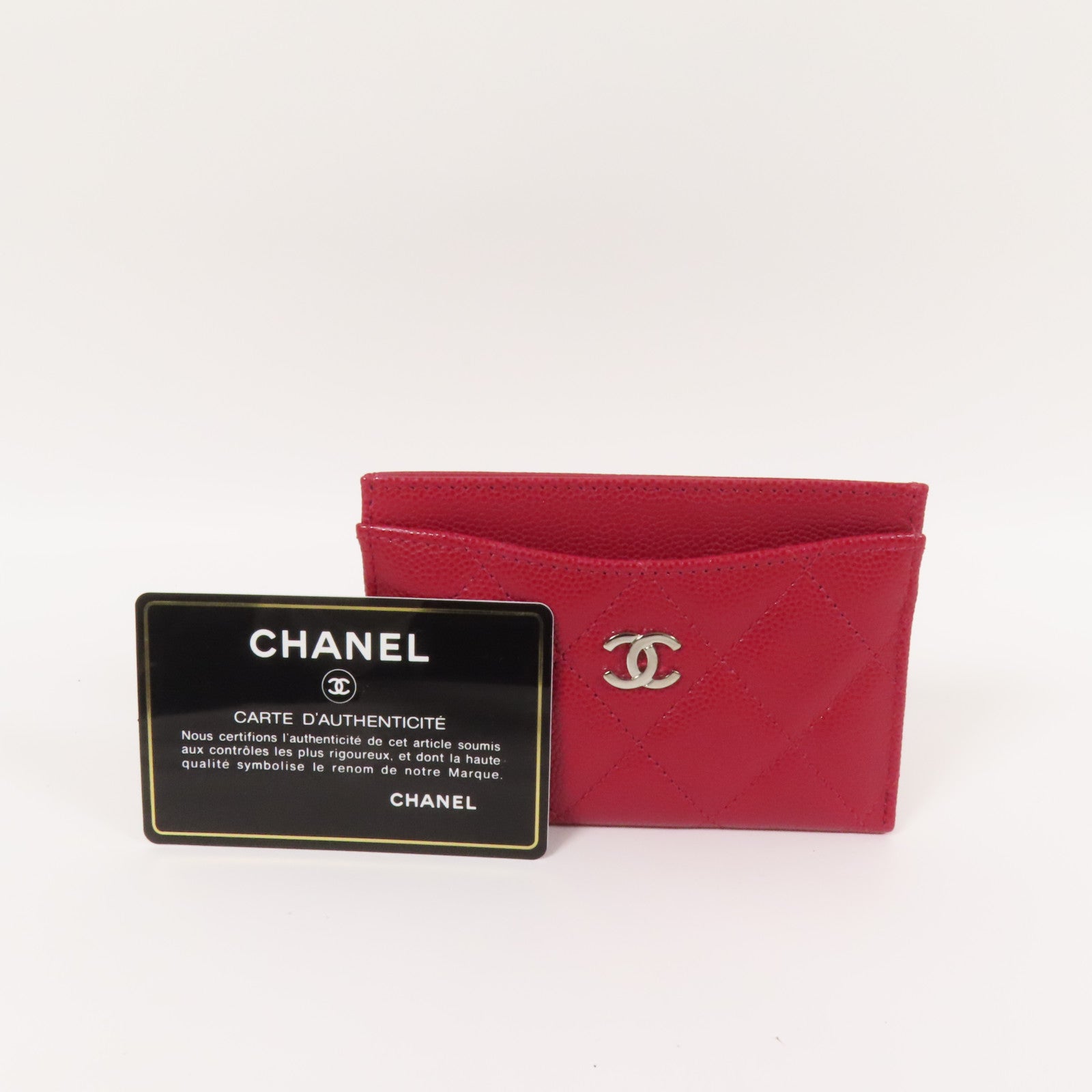 CHANEL 牛皮皮革Card Case銀扣卡片套