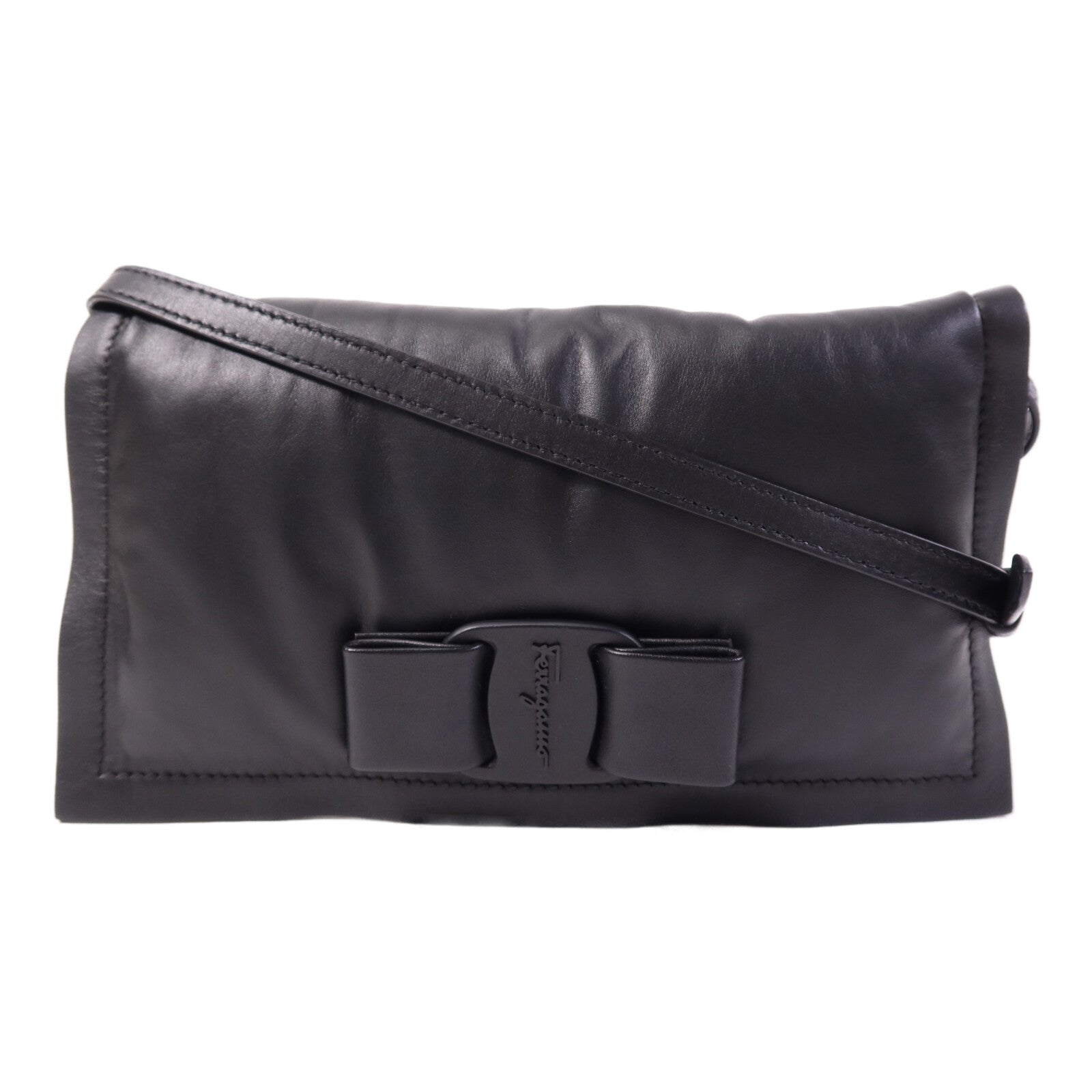 Salvatore Ferragamo 【激減優惠】皮革Shoulder Bag銀扣肩背袋
