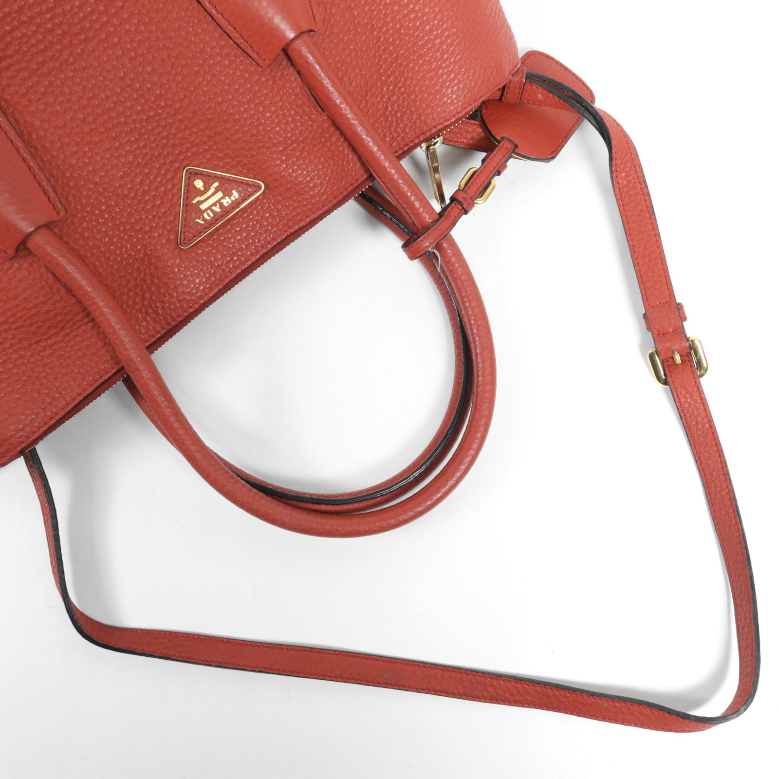 PRADA 牛皮皮革Shoulder Bag金扣手挽肩背兩用袋