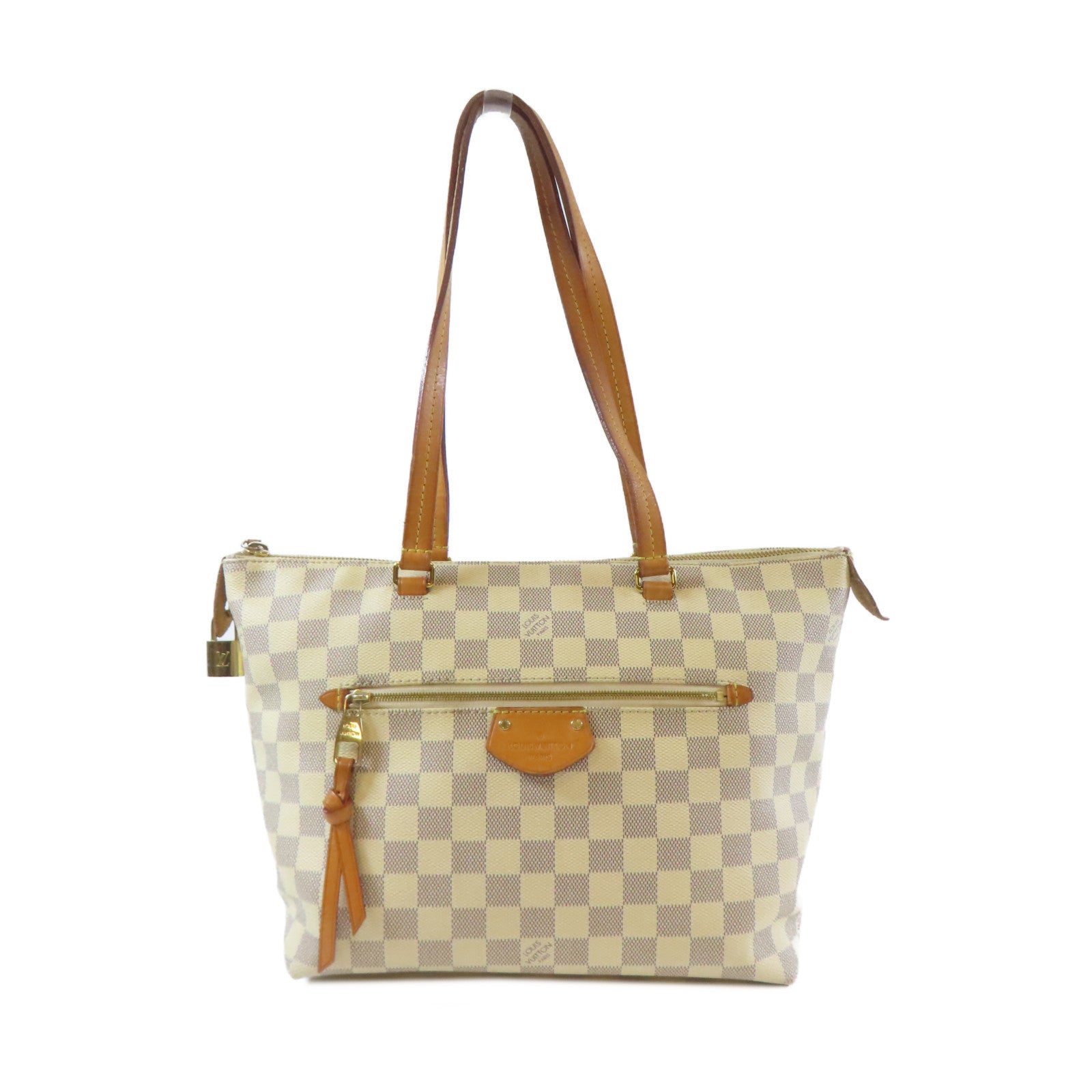 LOUIS VUITTON 【激減優惠】Damier Azur Tote Bag金扣肩背袋白色