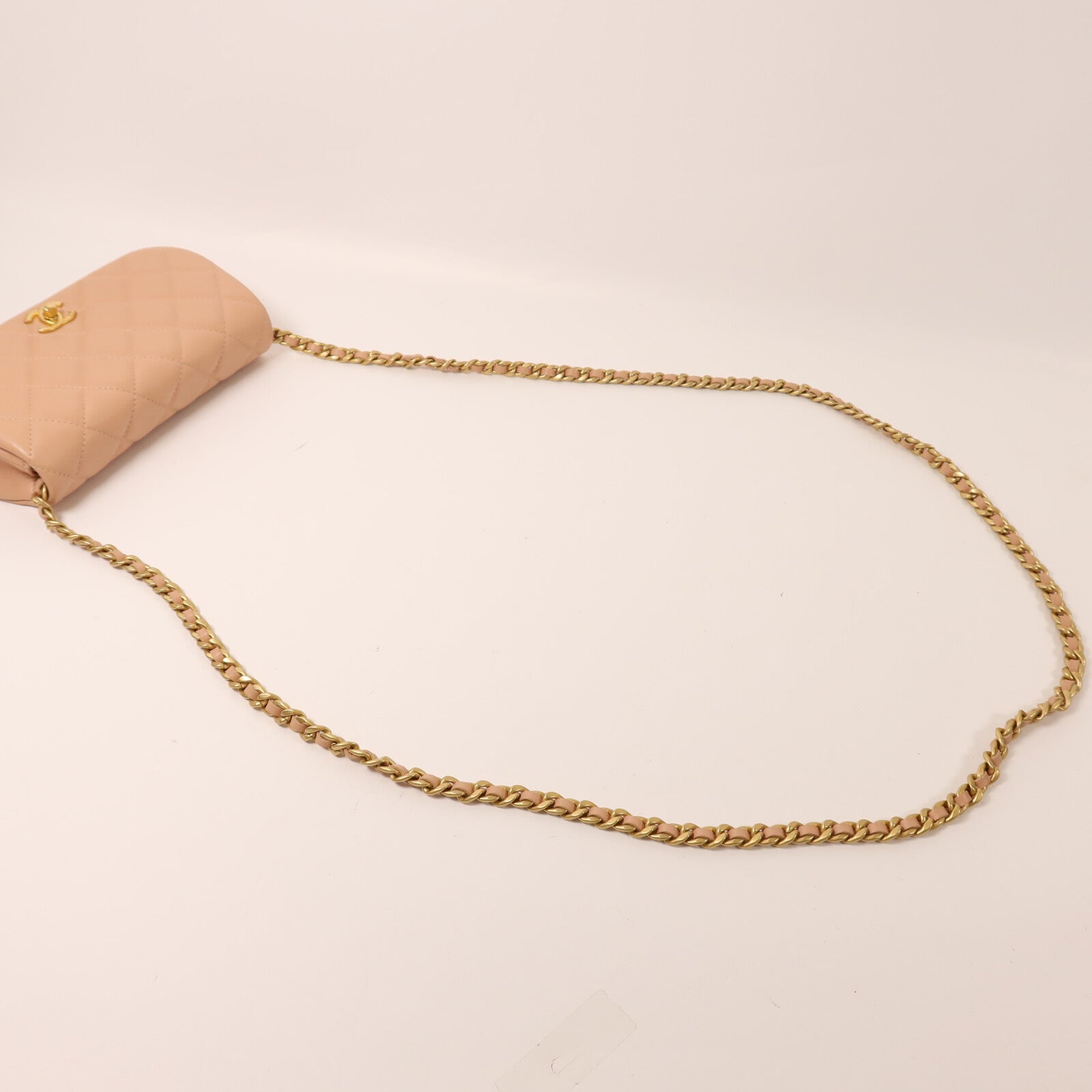 CHANEL 牛皮皮革Chain Shoulder金扣鏈帶肩背袋