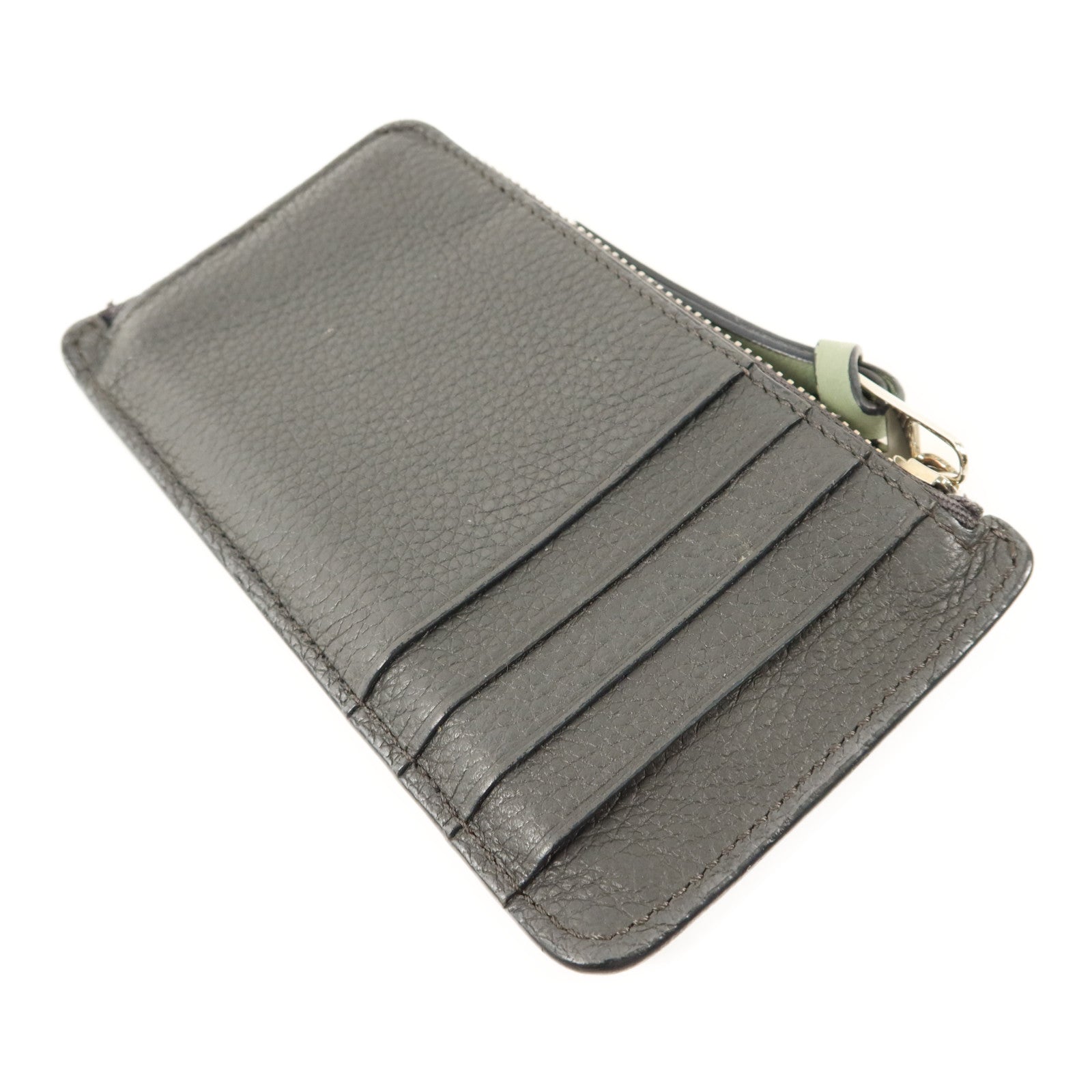 LOEWE 牛皮皮革Card Case銀扣卡片套
