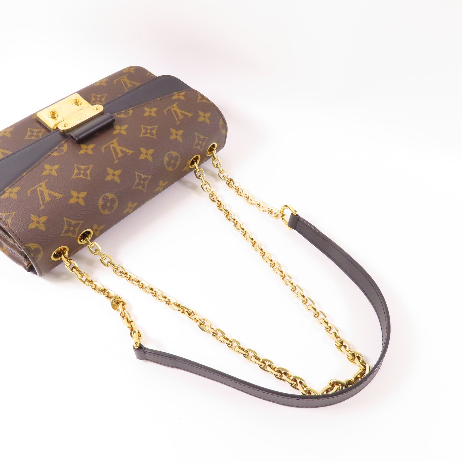 LOUIS VUITTON Monogram Marceau金扣鏈帶肩背袋棕色