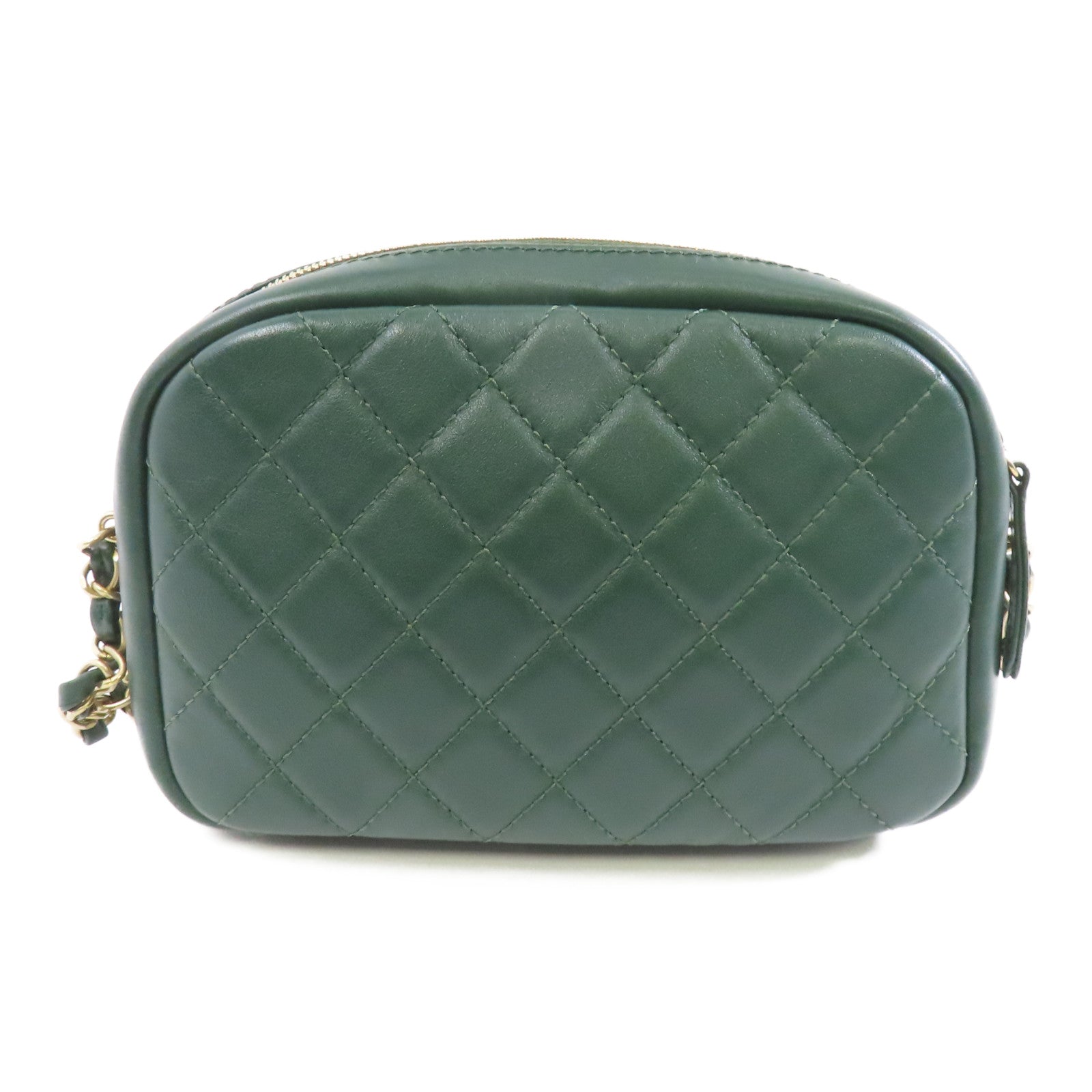 CHANEL 【激減優惠】菱格牛皮皮革Chain Shoulder Bag金扣鏈帶肩背袋綠色