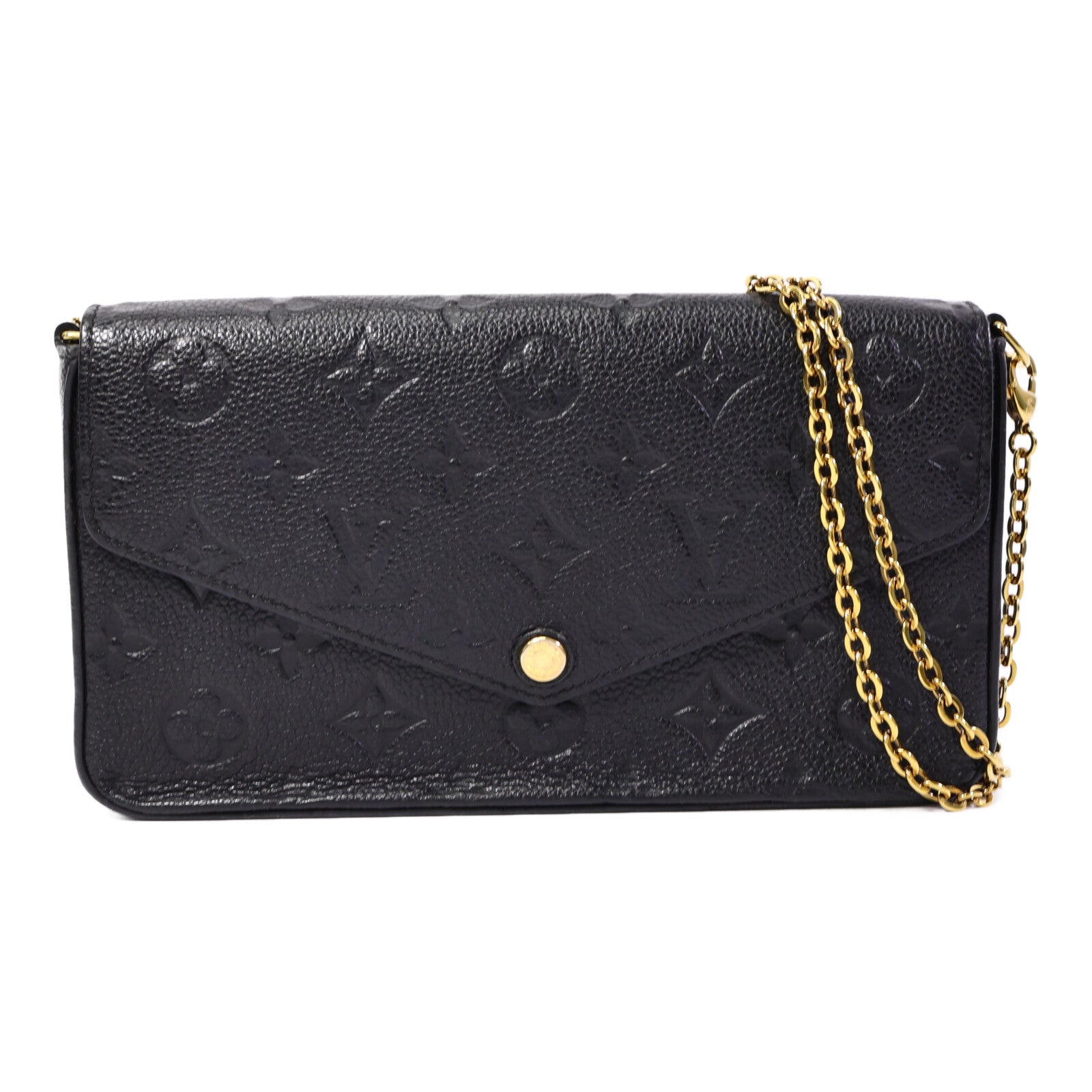 LOUIS VUITTON Monogram Empreinte Felicie Pochette 金扣鏈帶肩背袋