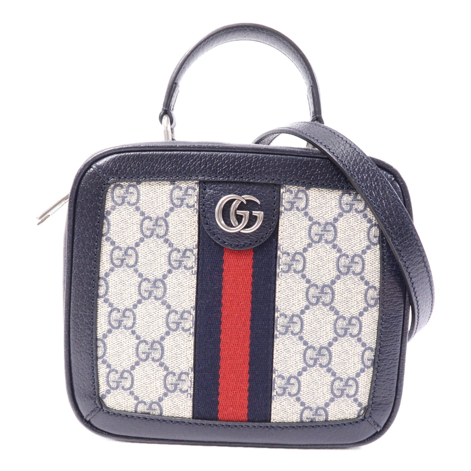 GUCCI 塗層帆布Ophidia GG銀扣手挽肩背兩用袋