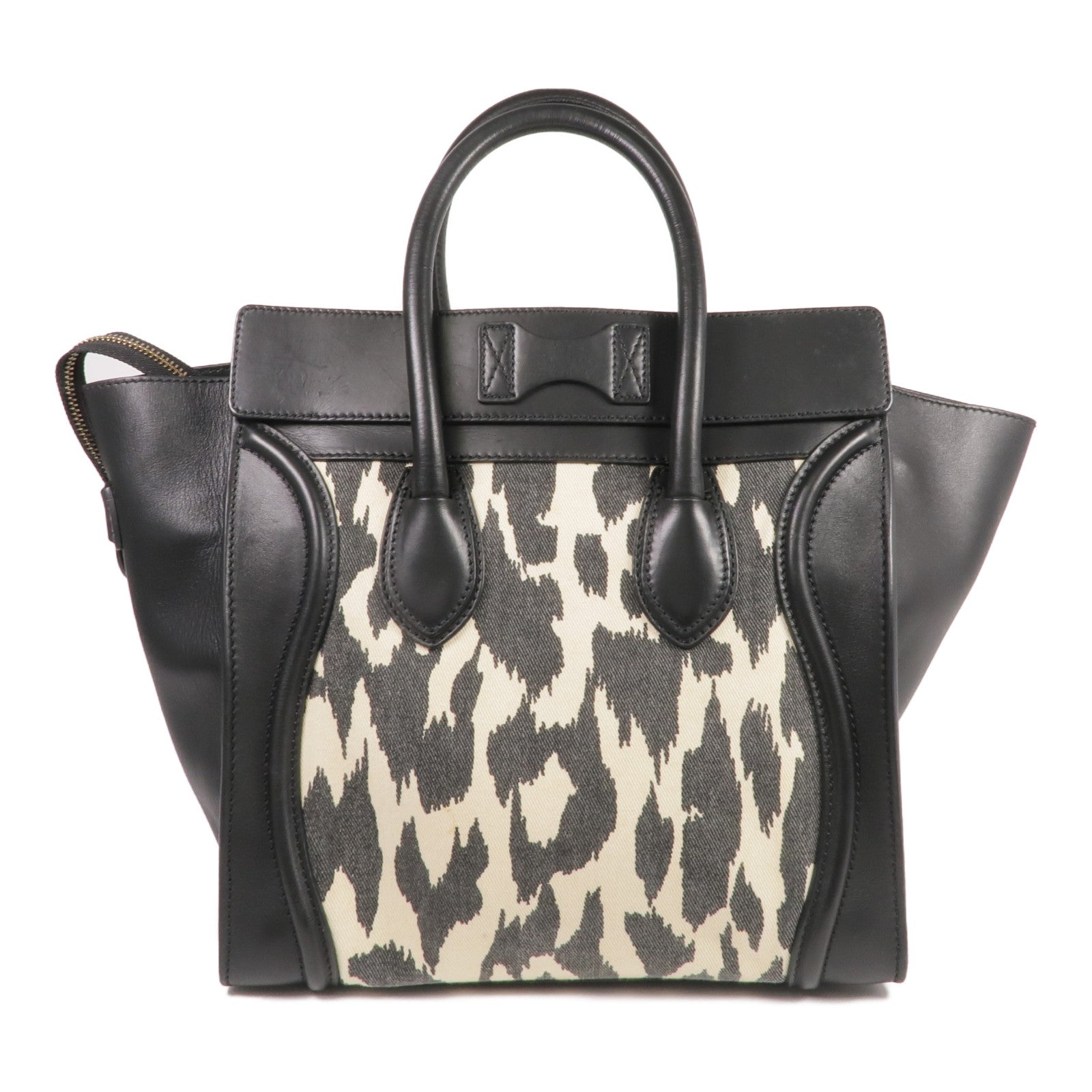 CELINE 牛皮皮革/帆布Mini Luggage金扣手挽袋