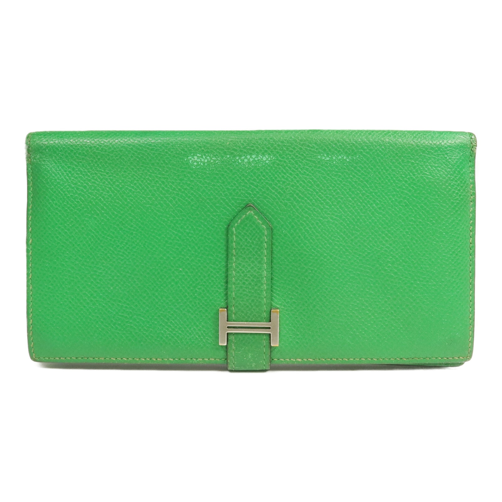 HERMES Epsom皮革Bearn Long Wallet銀扣長錢包Bambou