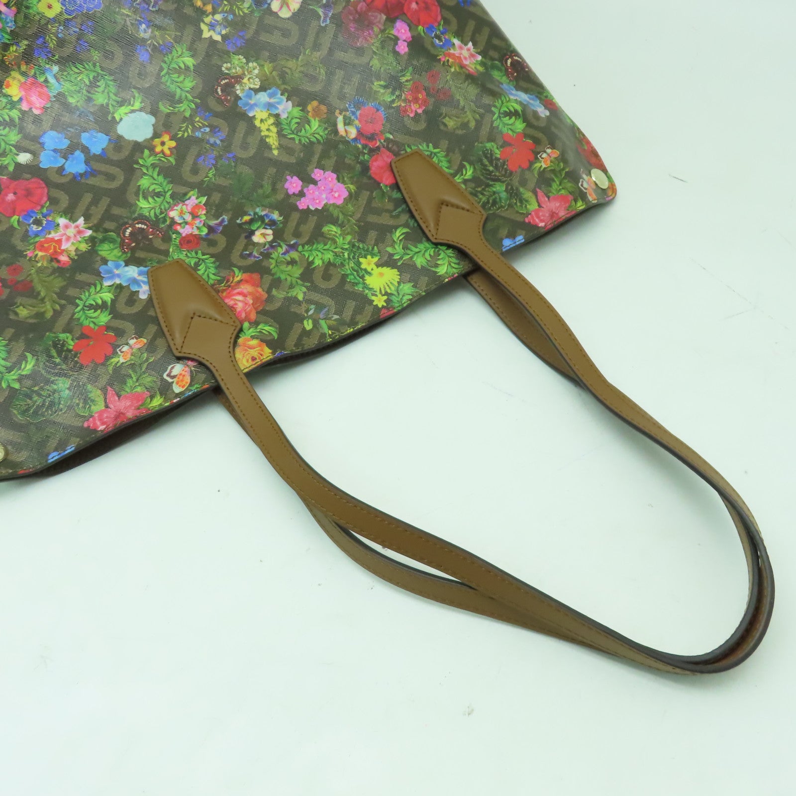 Furla 【激減優惠】PVC塗層帆布Tote Bag金扣手挽袋啡色