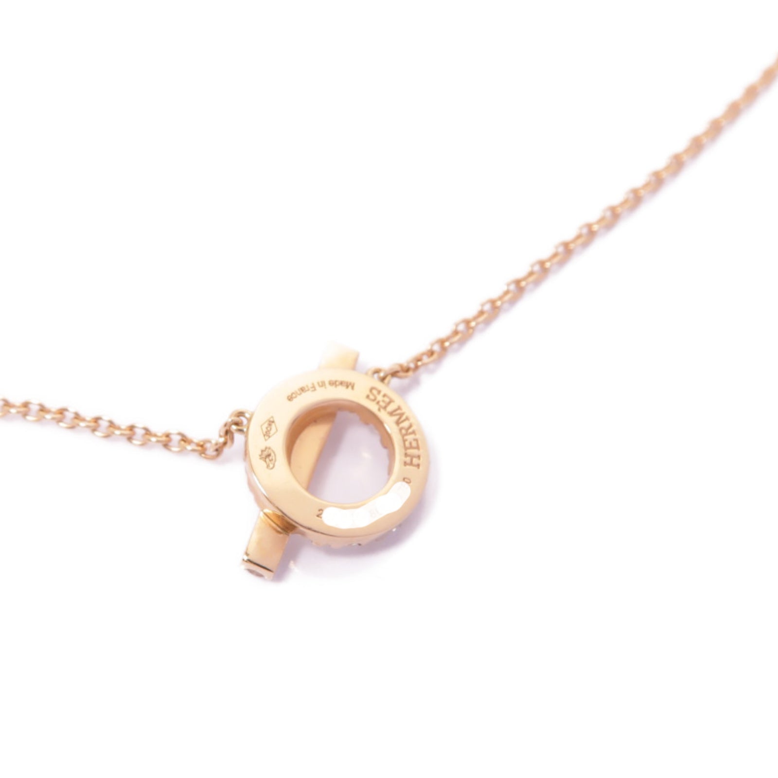 HERMES 18K玫瑰金Finesse Pendant鑽石項鍊