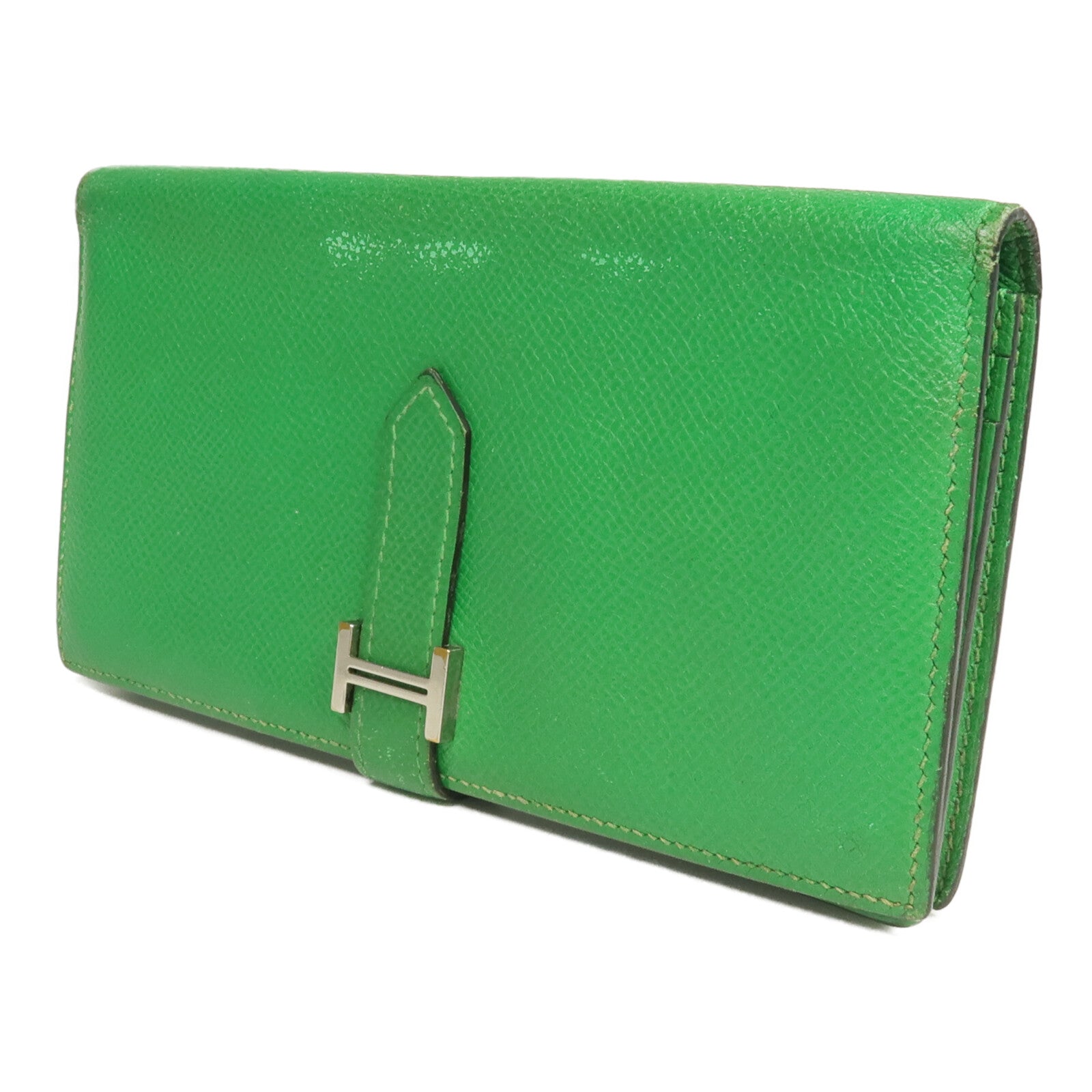 HERMES Epsom皮革Bearn Long Wallet銀扣長錢包Bambou