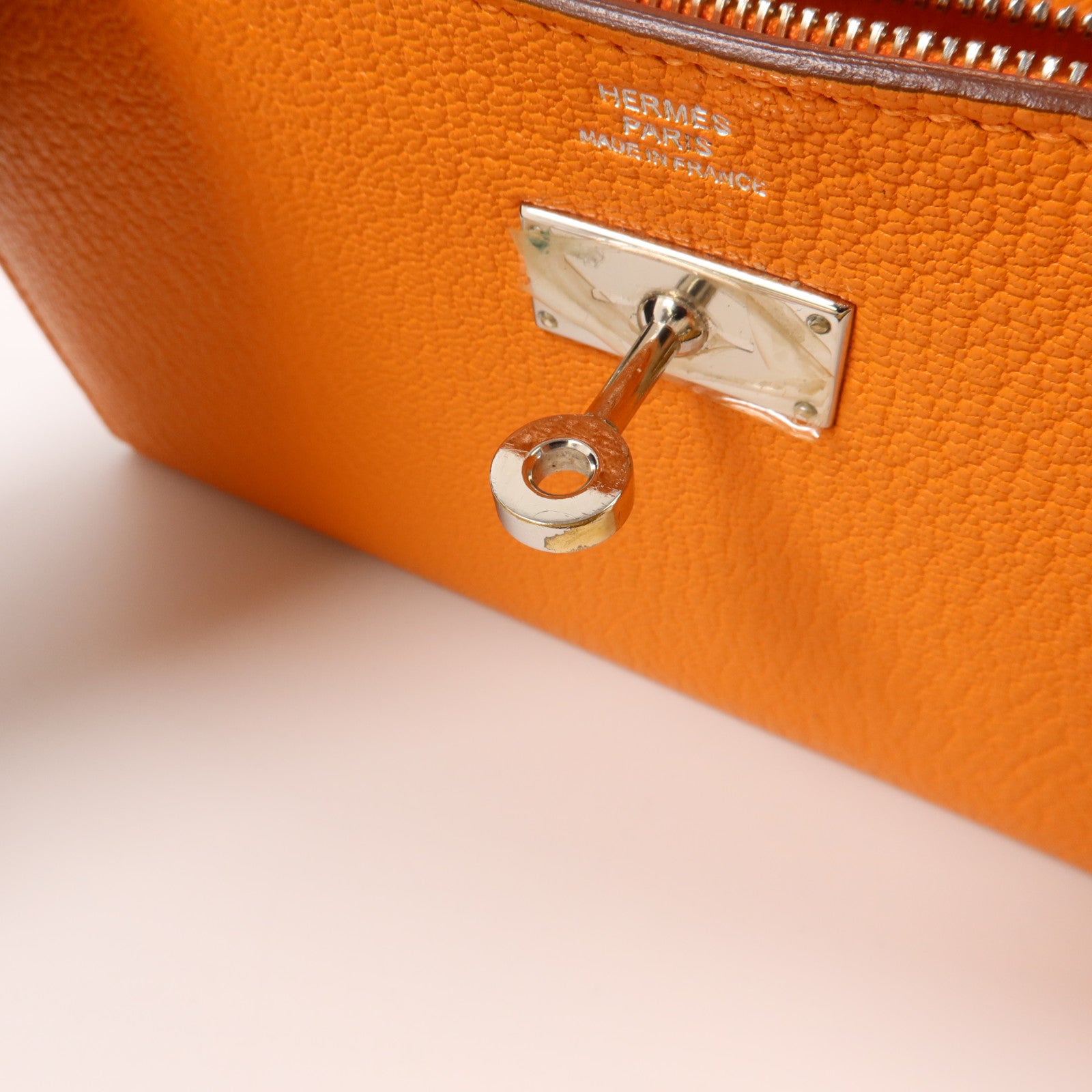 HERMES Chevre皮革Kelly Long Wallet長錢包Orange