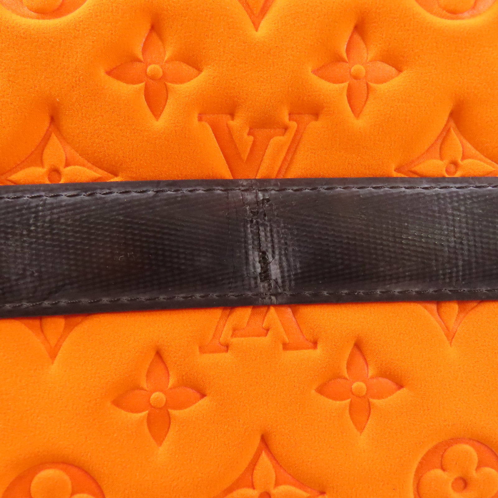 LOUIS VUITTON Monogram Neoprene Scaba MM金扣手挽袋橙色