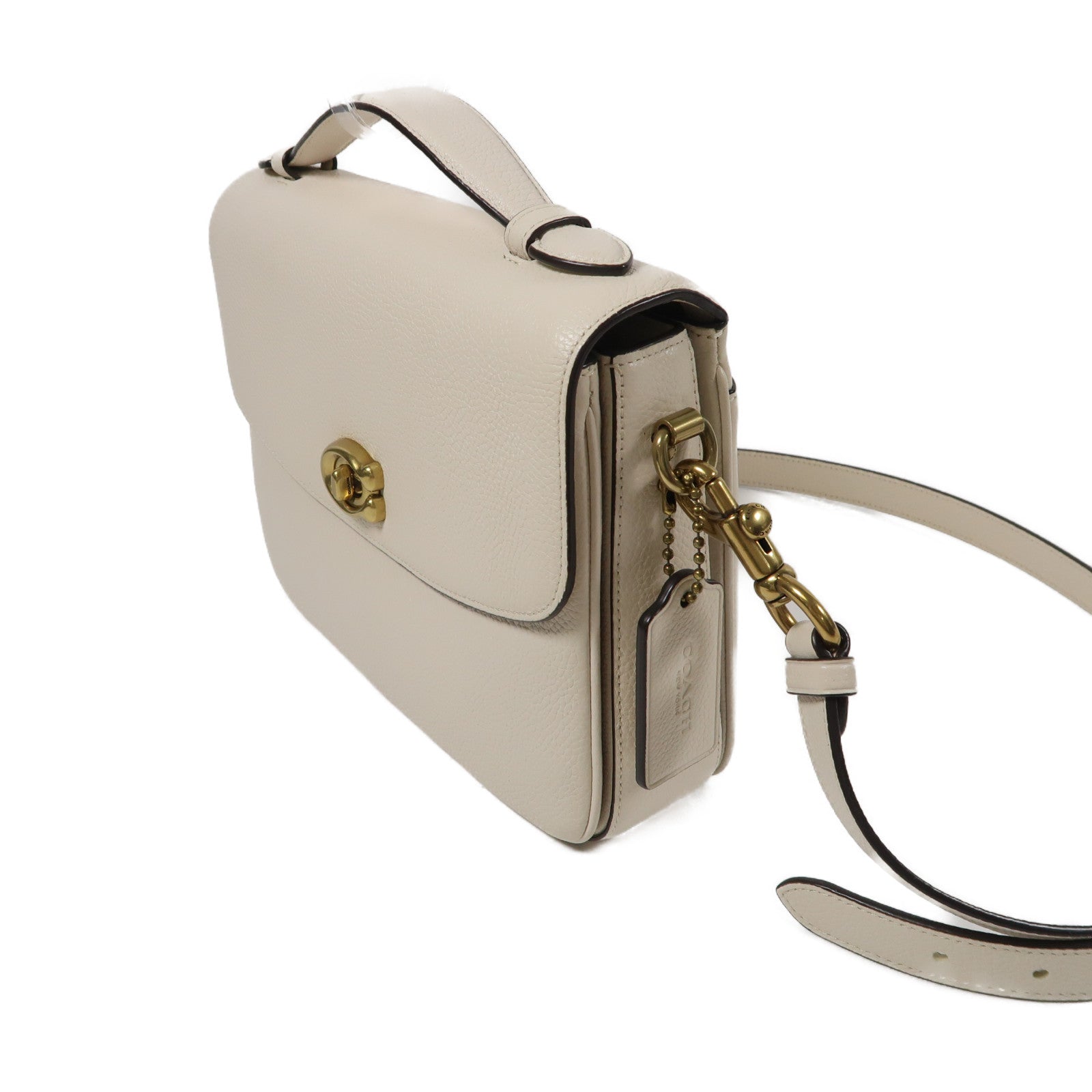 COACH 牛皮皮革Shoulder Bag金扣手挽肩背兩用袋白色