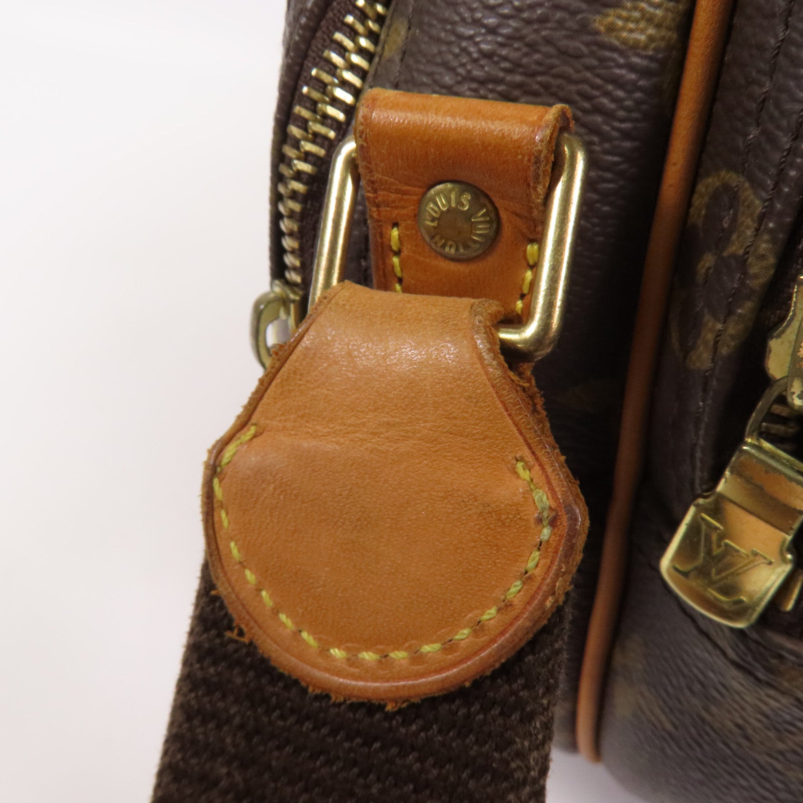 LOUIS VUITTON Monogram Reporter PM金扣肩背袋棕色