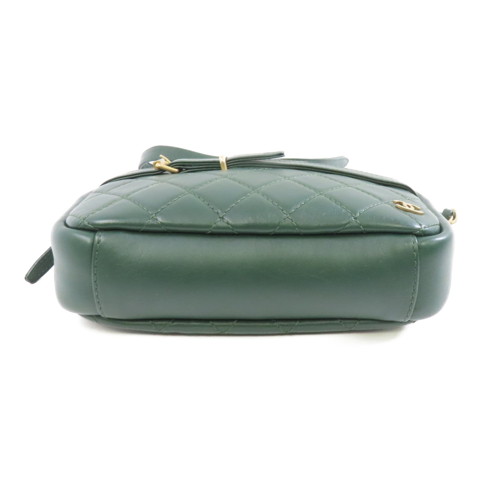 CHANEL 【激減優惠】菱格牛皮皮革Chain Shoulder Bag金扣鏈帶肩背袋綠色