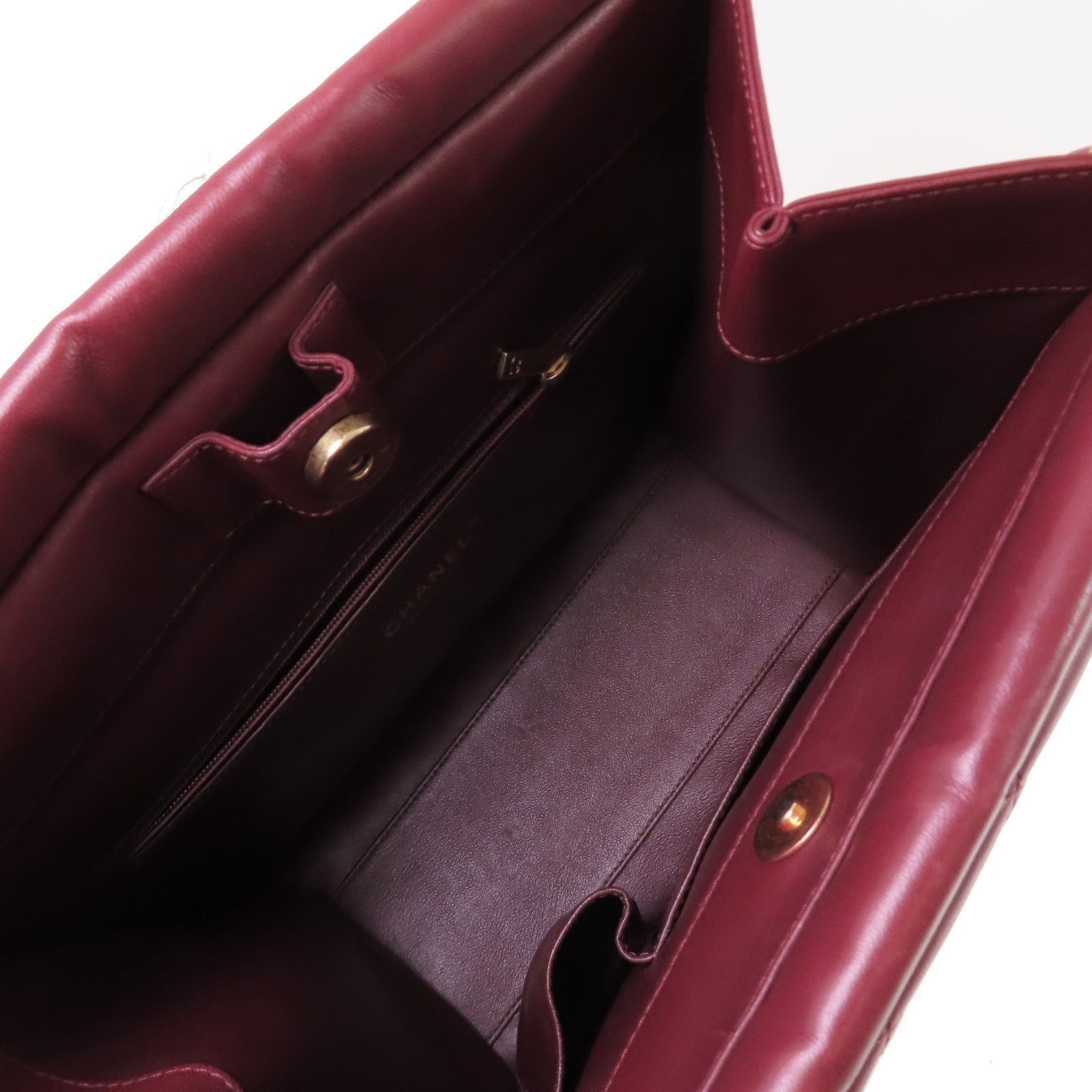 CHANEL 【激減優惠】菱格牛皮皮革Chain Shoulder Bag金扣鏈帶肩背袋酒紅色