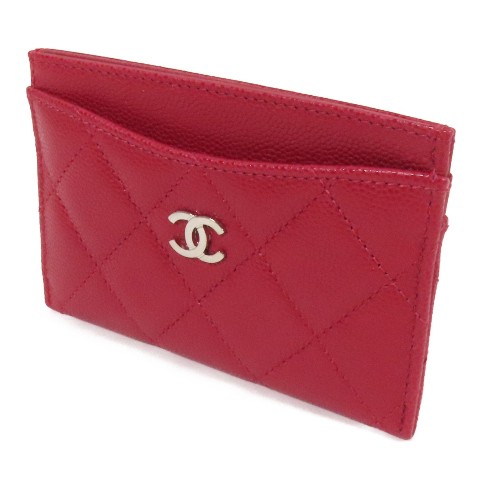 CHANEL 牛皮皮革Card Case銀扣卡片套