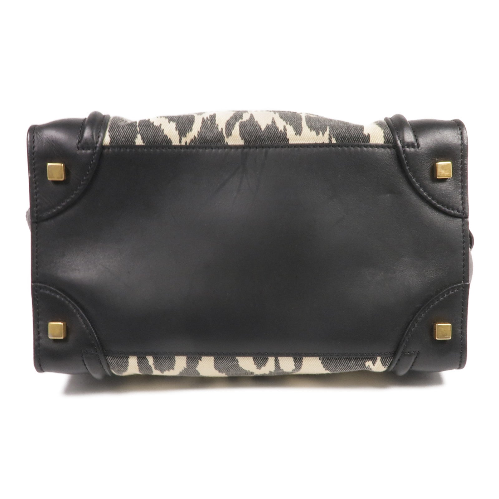 CELINE 牛皮皮革/帆布Mini Luggage金扣手挽袋