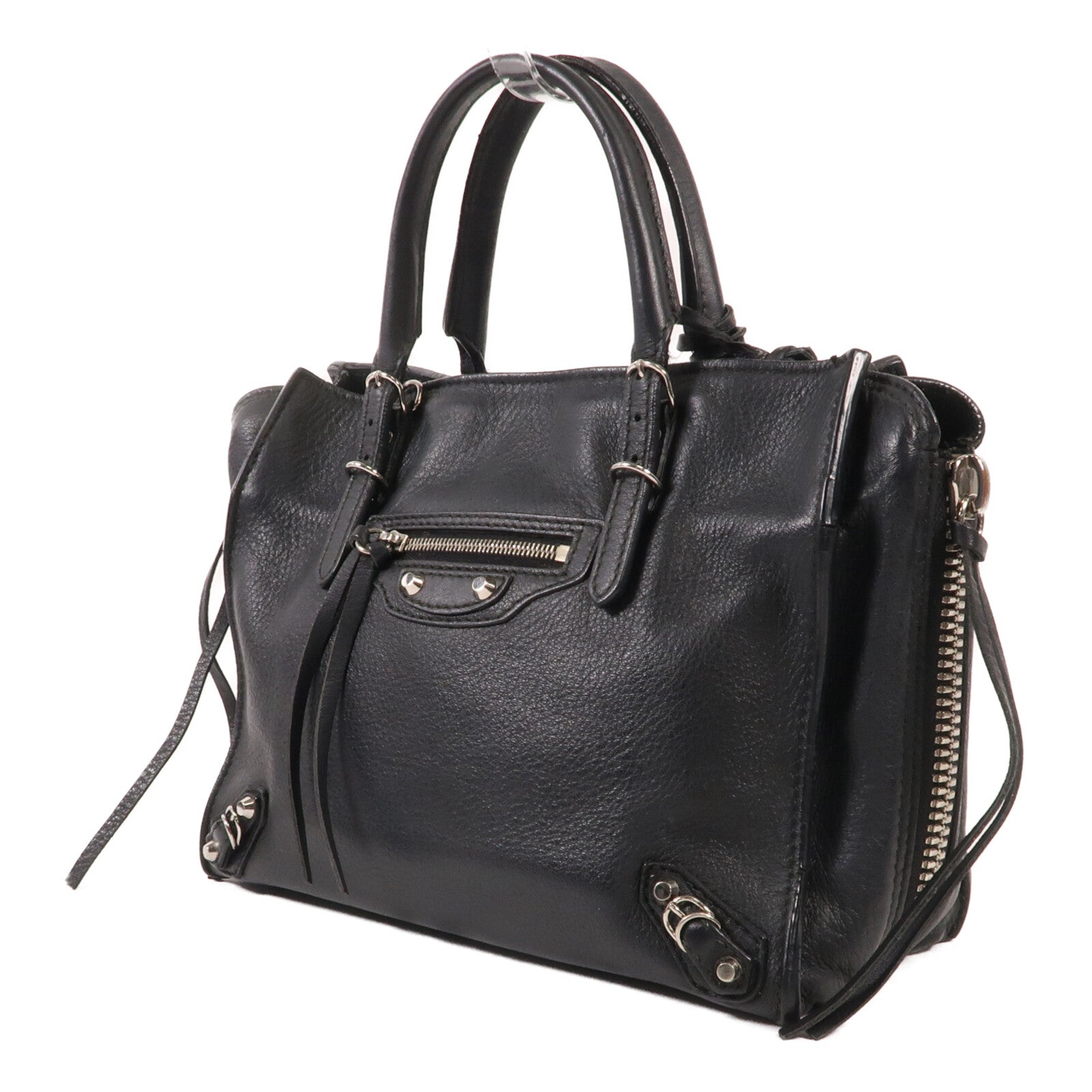 BALENCIAGA 牛皮皮革Zip Papier銀扣手挽肩背兩用袋