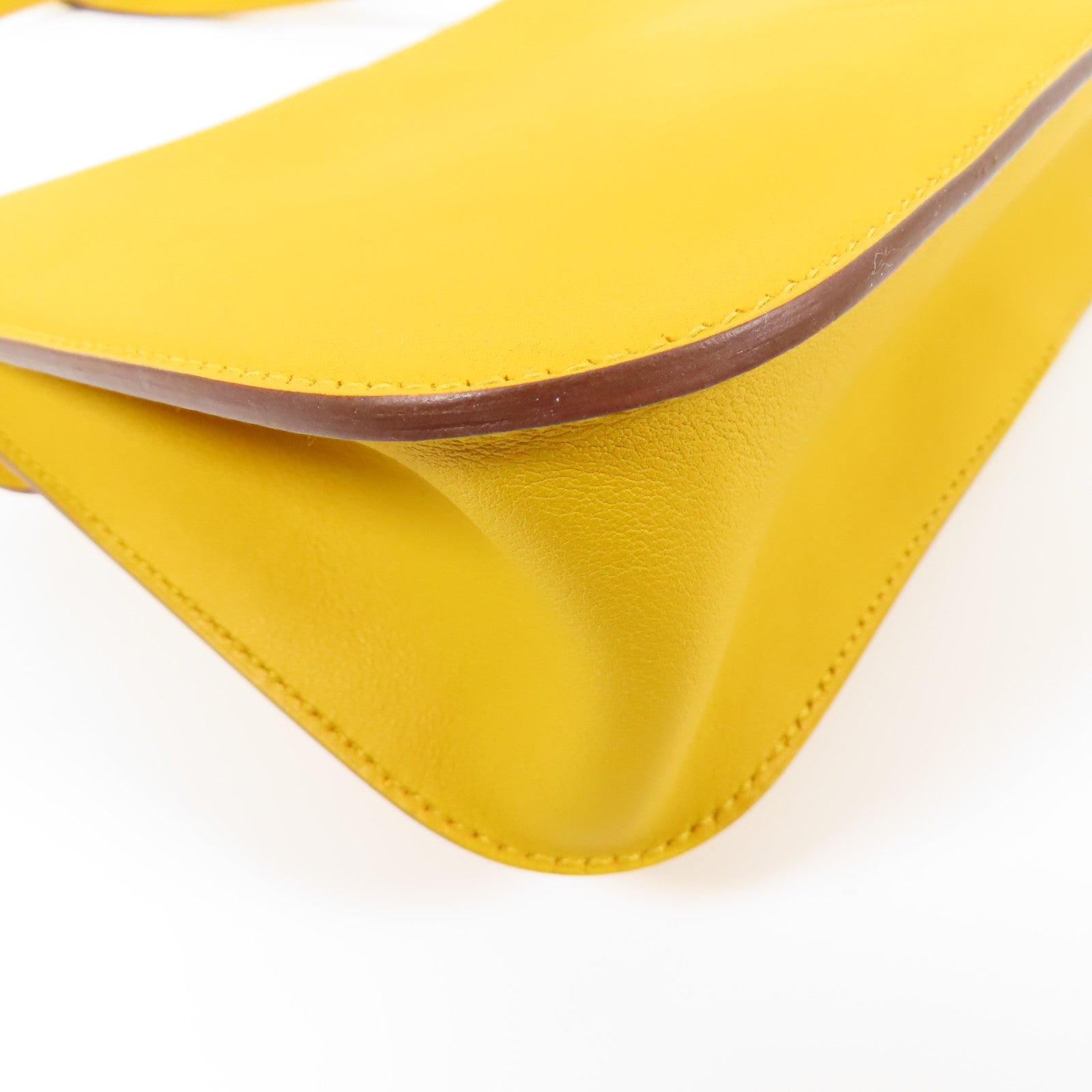 HERMES Swift皮革Mini Halzan銀扣手挽肩背兩用袋Jaune Ambre