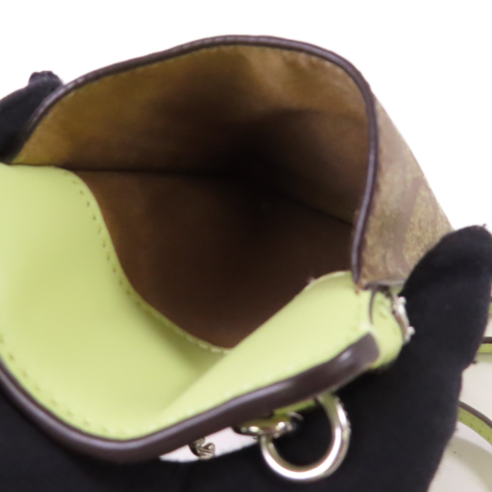 COACH 塗層帆布Phone Case Shoulder Bag銀扣肩背袋啡色/綠色