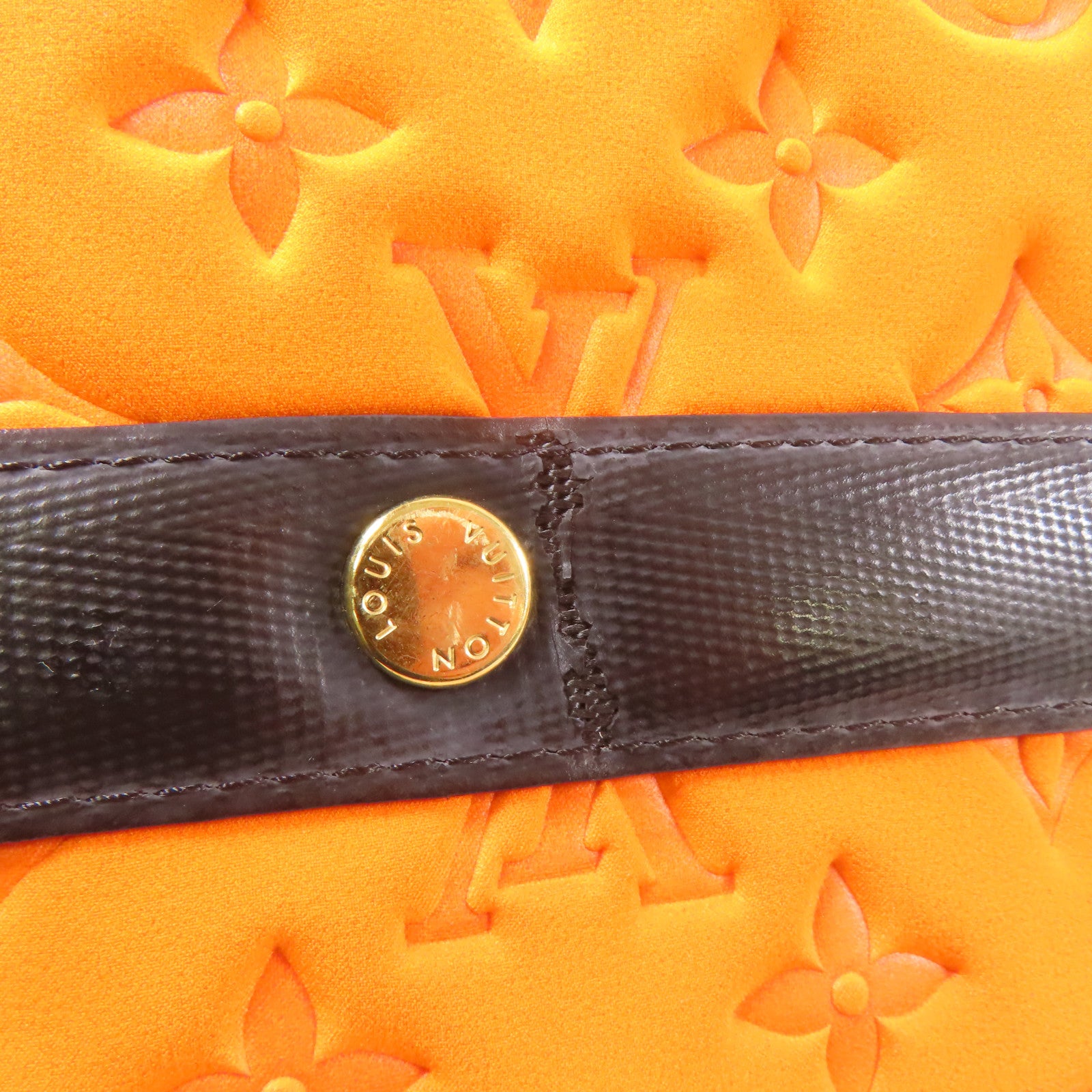 LOUIS VUITTON Monogram Neoprene Scaba MM金扣手挽袋橙色
