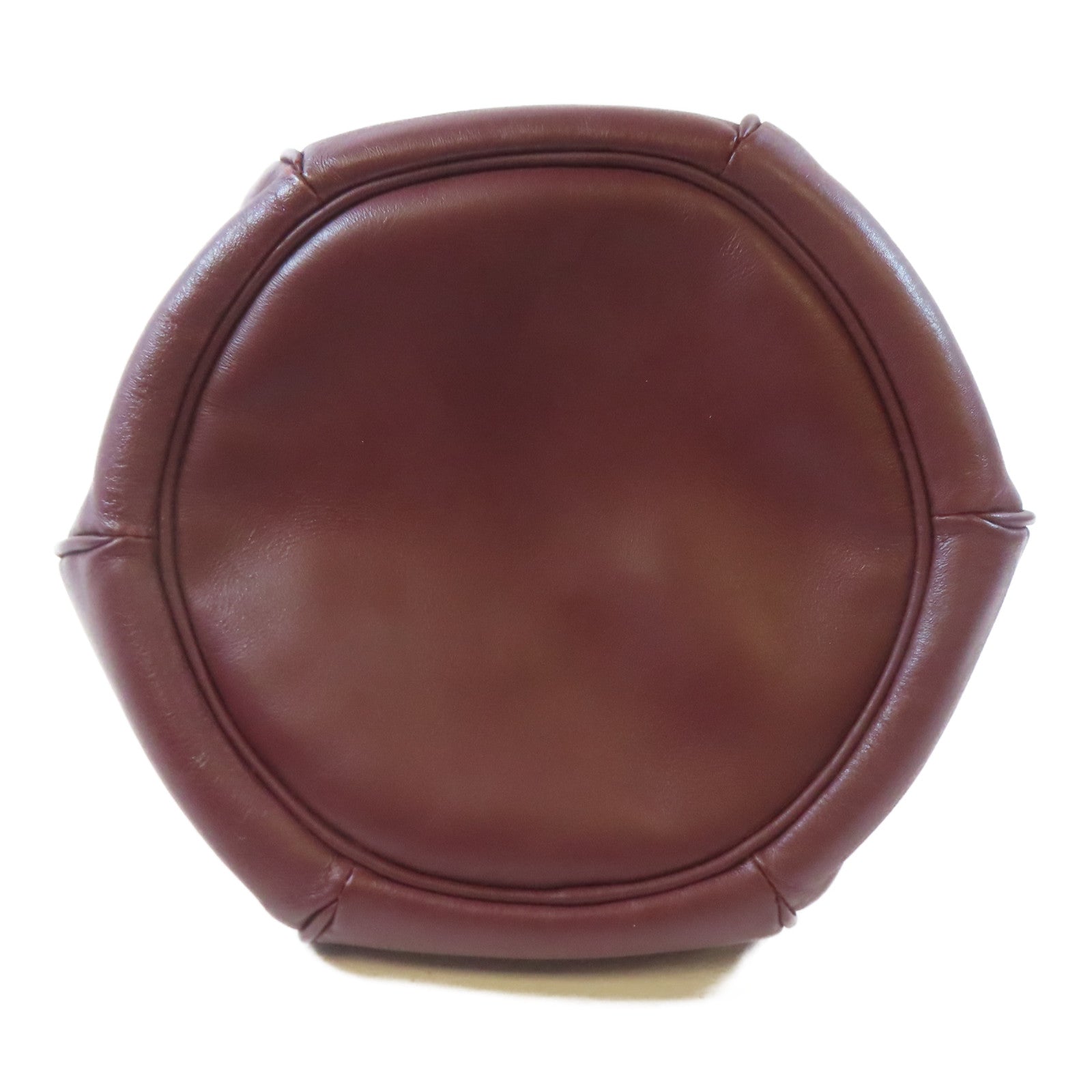 CARTIER 牛皮皮革Bucket Bag金扣肩背袋啡紅色
