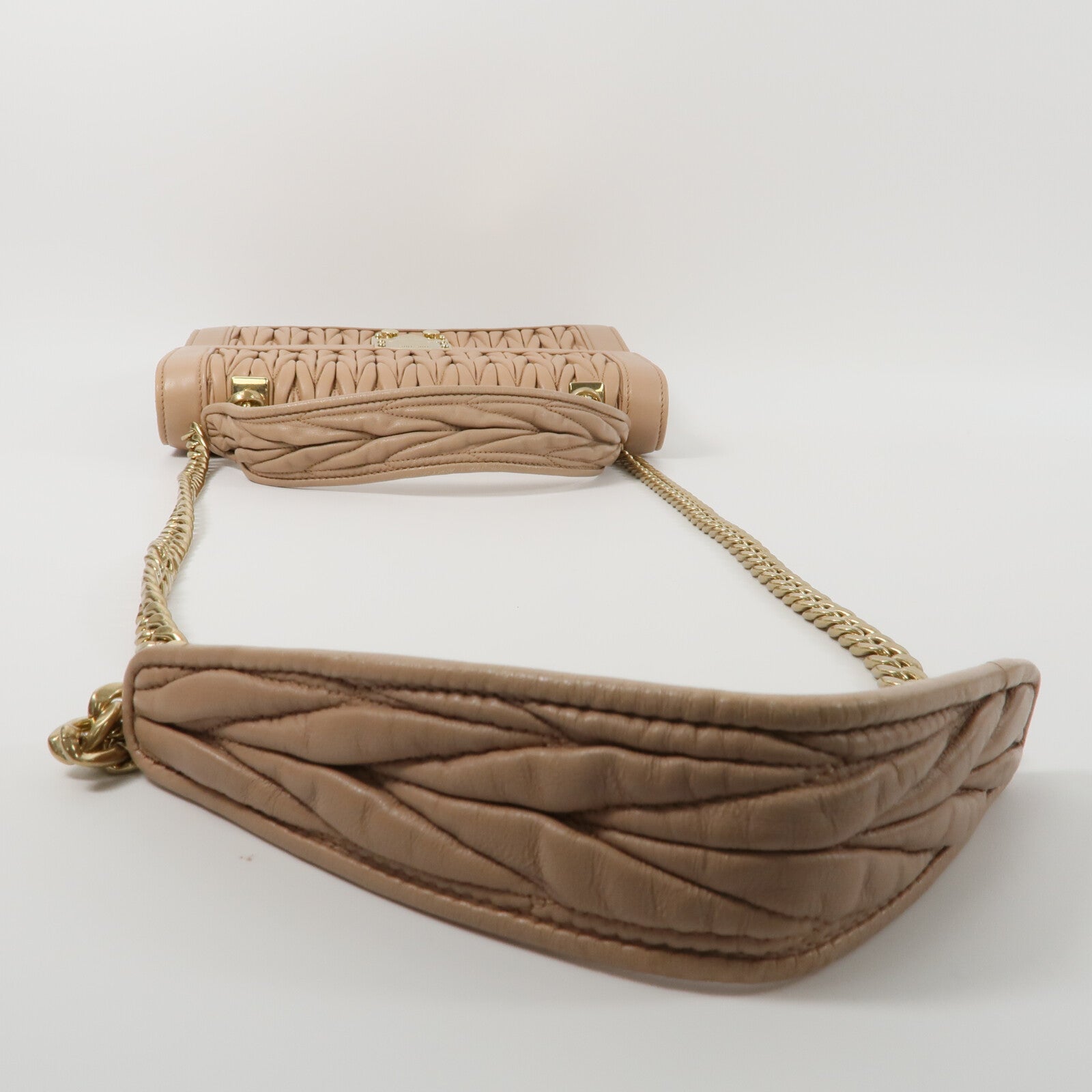 Miu Miu 羊皮皮革2 Way Shoulder鏈帶手挽肩背兩用袋