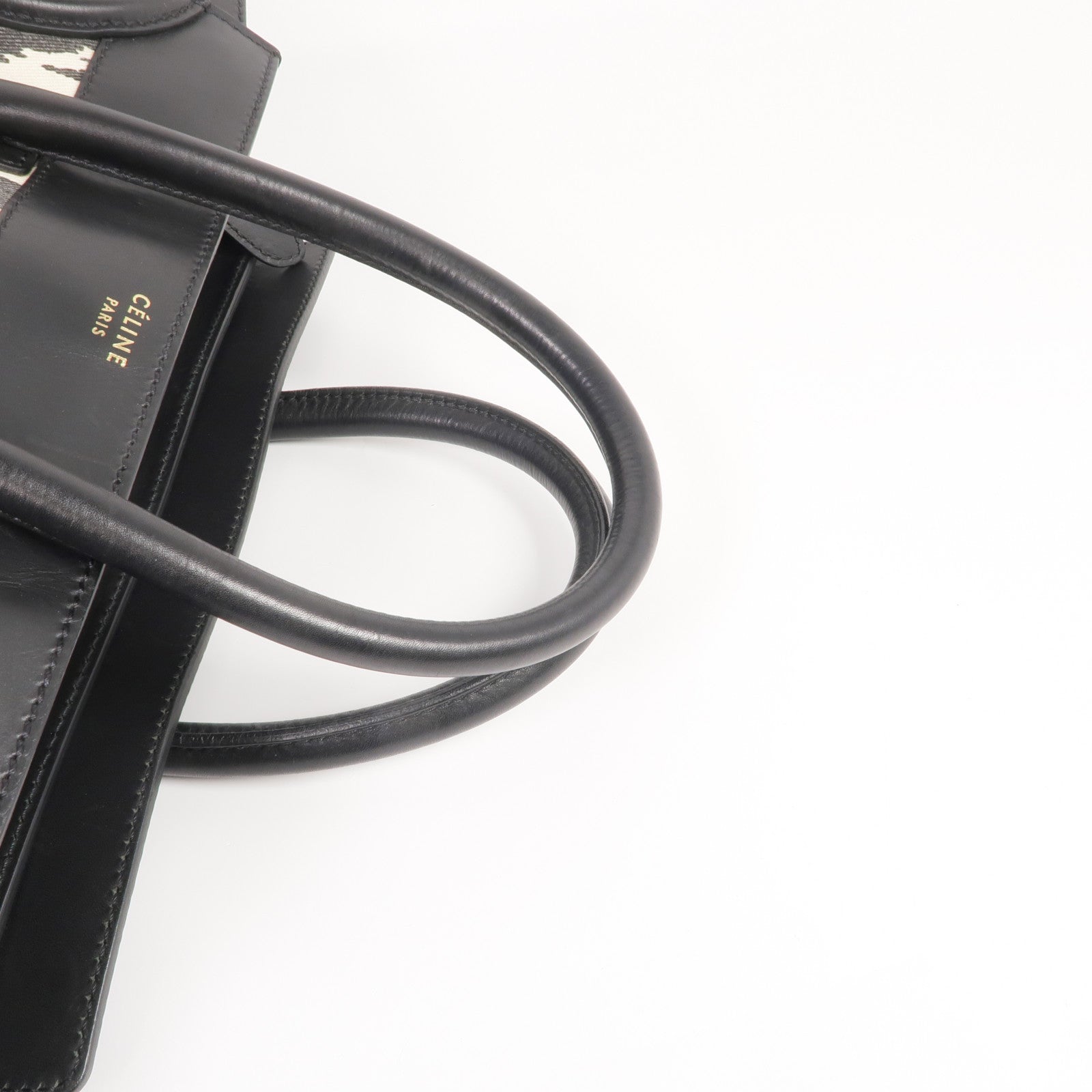 CELINE 牛皮皮革/帆布Mini Luggage金扣手挽袋