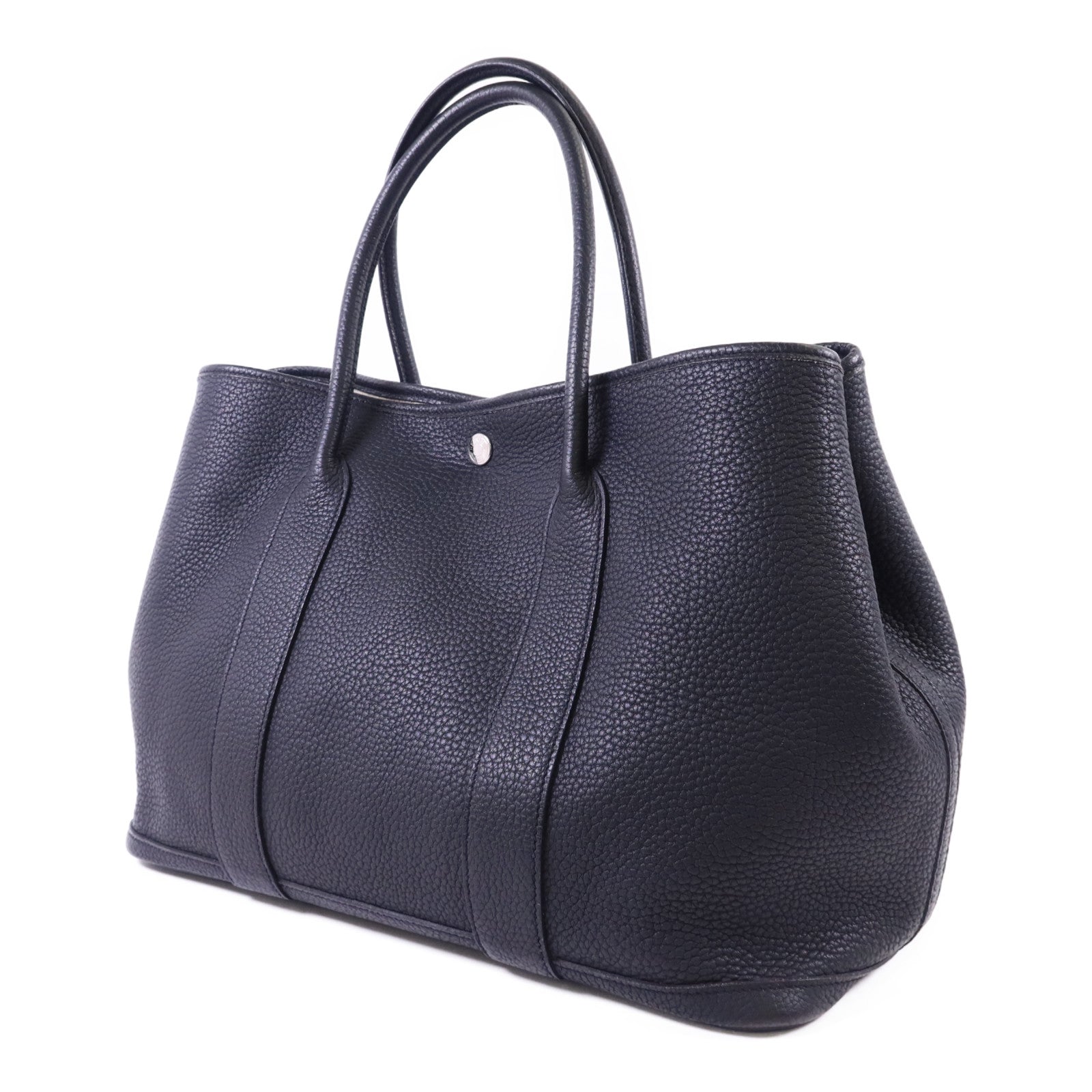 HERMES Negonda皮革Garden Party PM銀扣手挽袋Noir