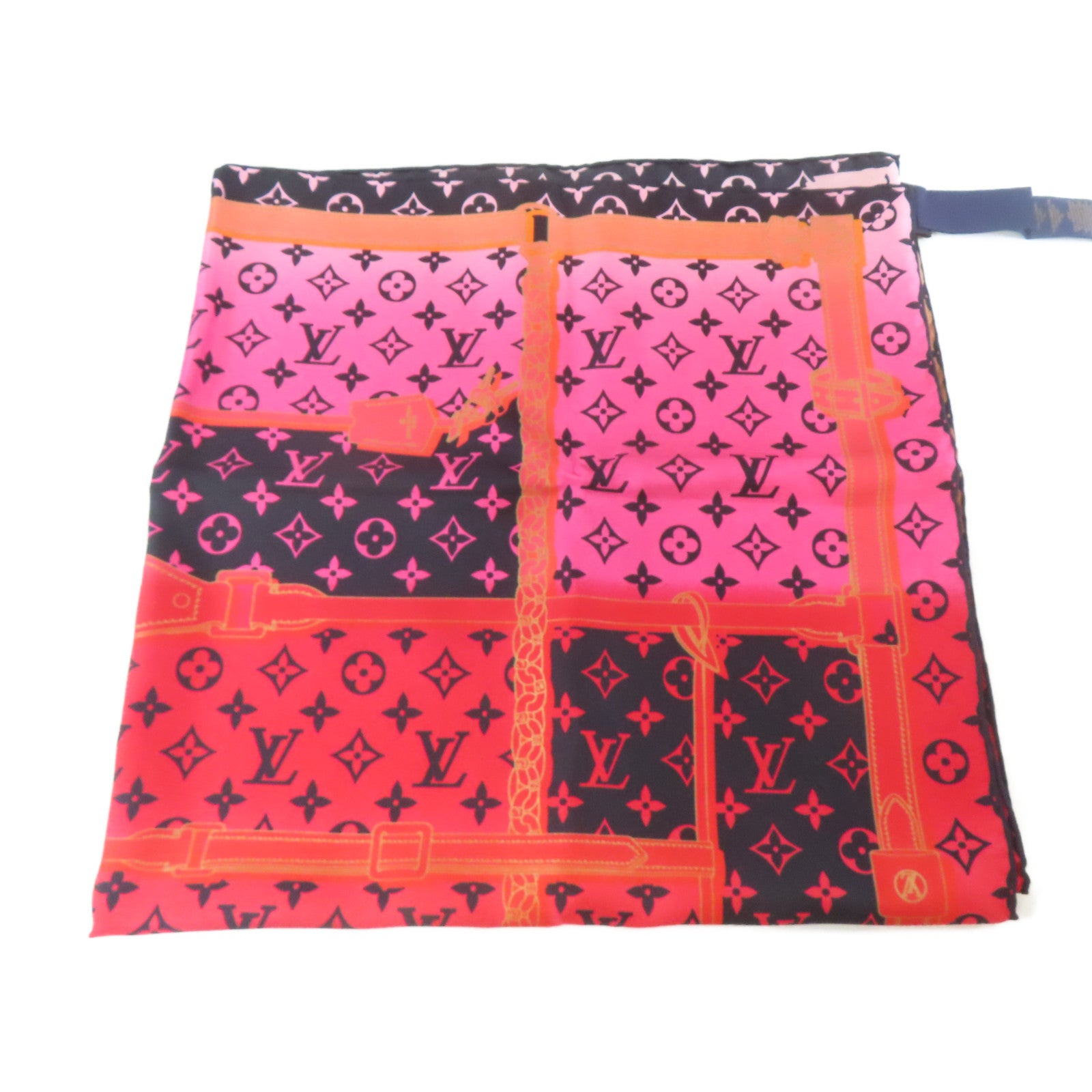 LOUIS VUITTON 絲質Rising Confidential Scarf絲巾紅色/黑色/粉紅色/橙色