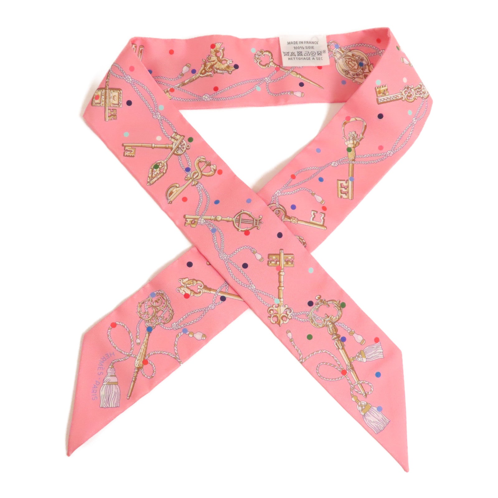 HERMES Twilly Scarf Scarves Silk Pink