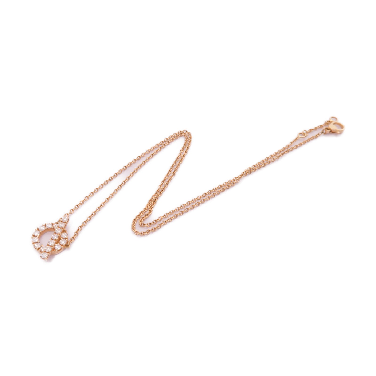 HERMES 18K玫瑰金Finesse Pendant鑽石項鍊