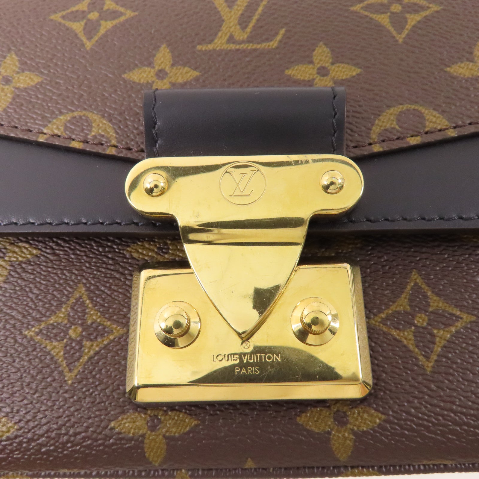 LOUIS VUITTON Monogram Marceau金扣鏈帶肩背袋棕色
