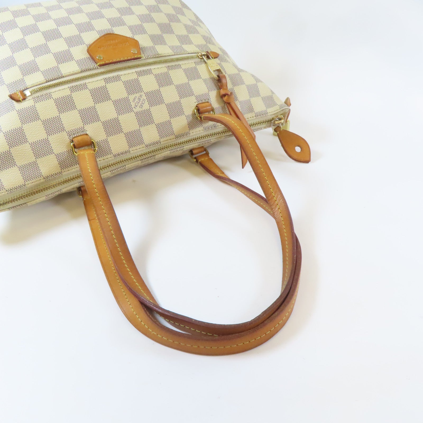 LOUIS VUITTON 【激減優惠】Damier Azur Tote Bag金扣肩背袋白色