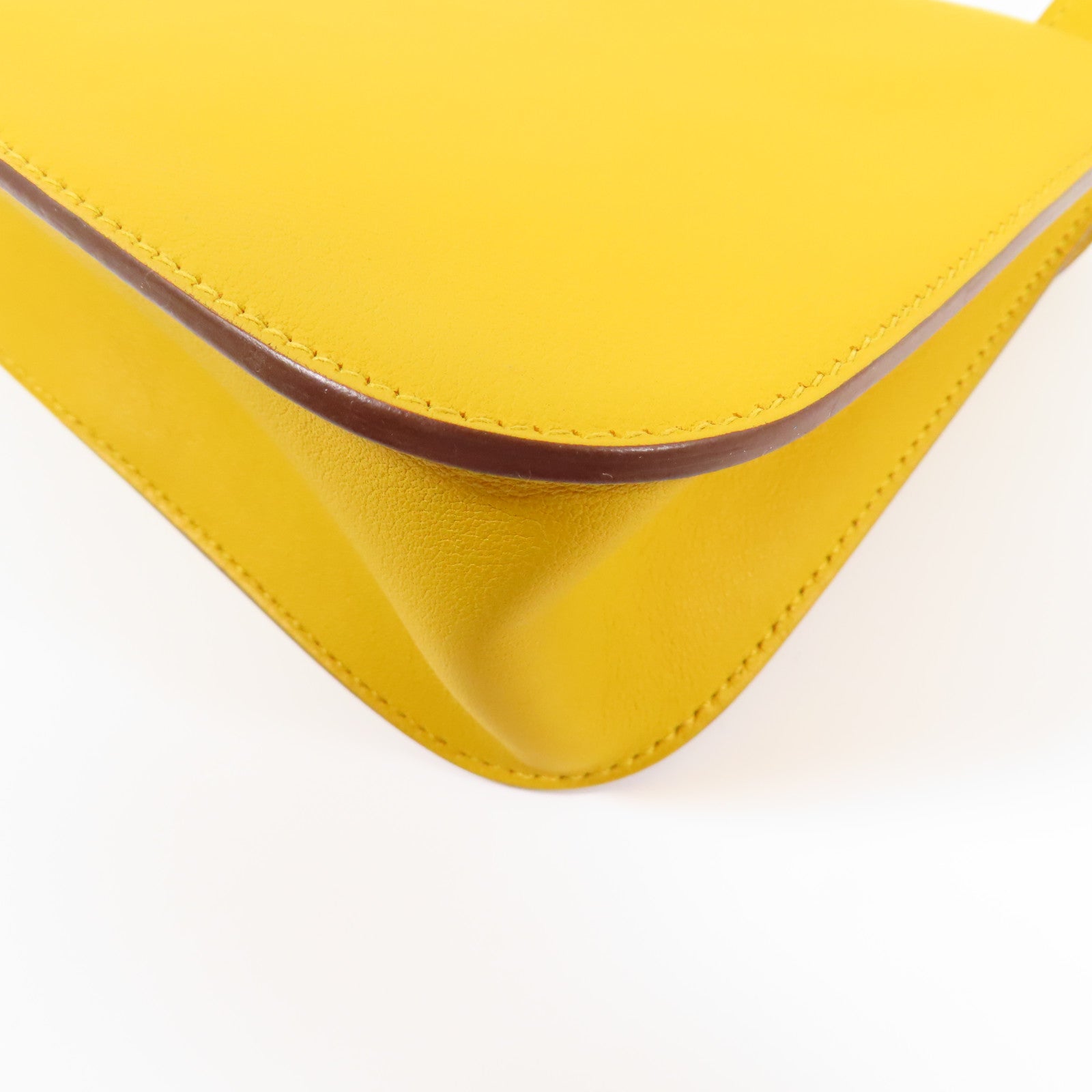 HERMES Swift皮革Mini Halzan銀扣手挽肩背兩用袋Jaune Ambre
