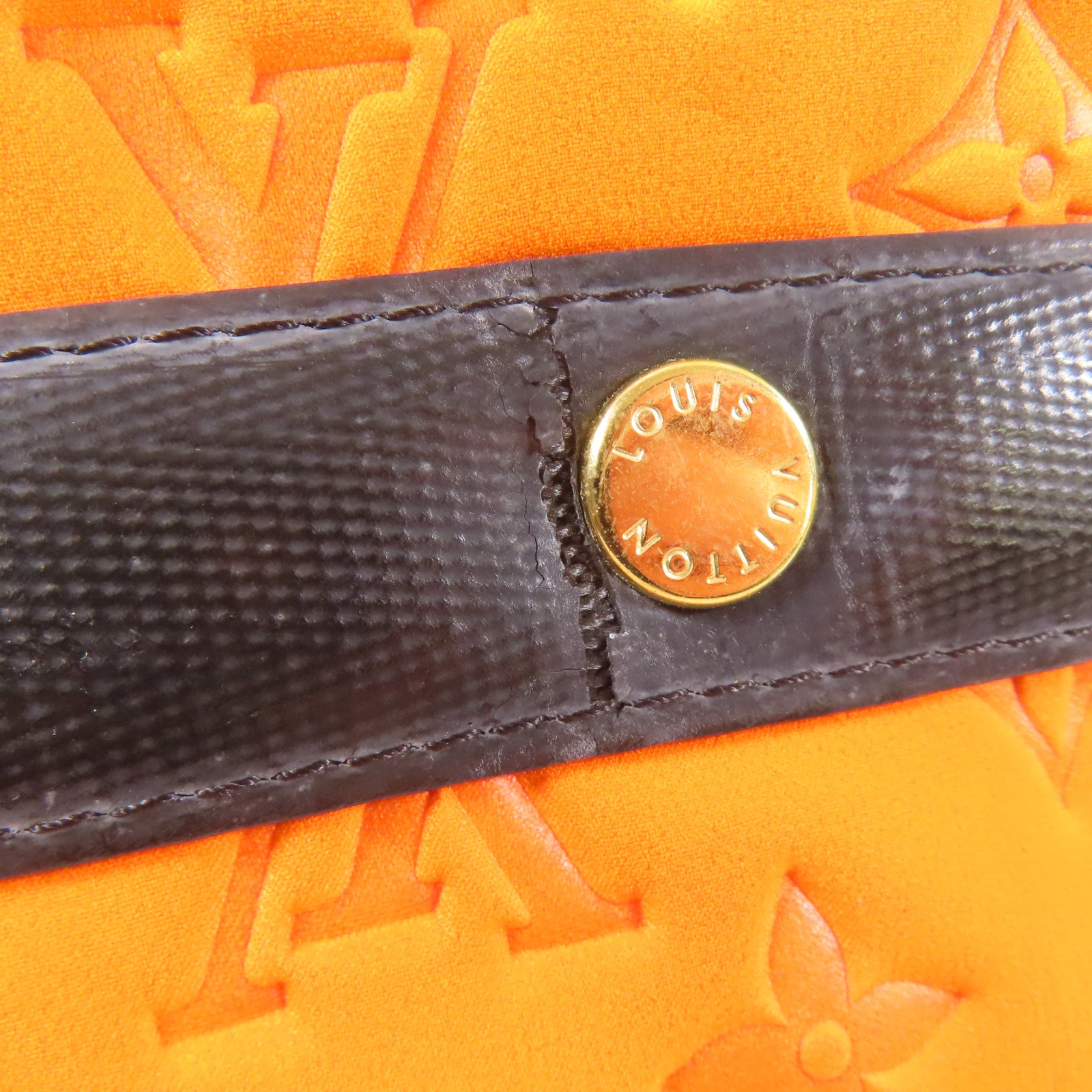 LOUIS VUITTON Monogram Neoprene Scaba MM金扣手挽袋橙色