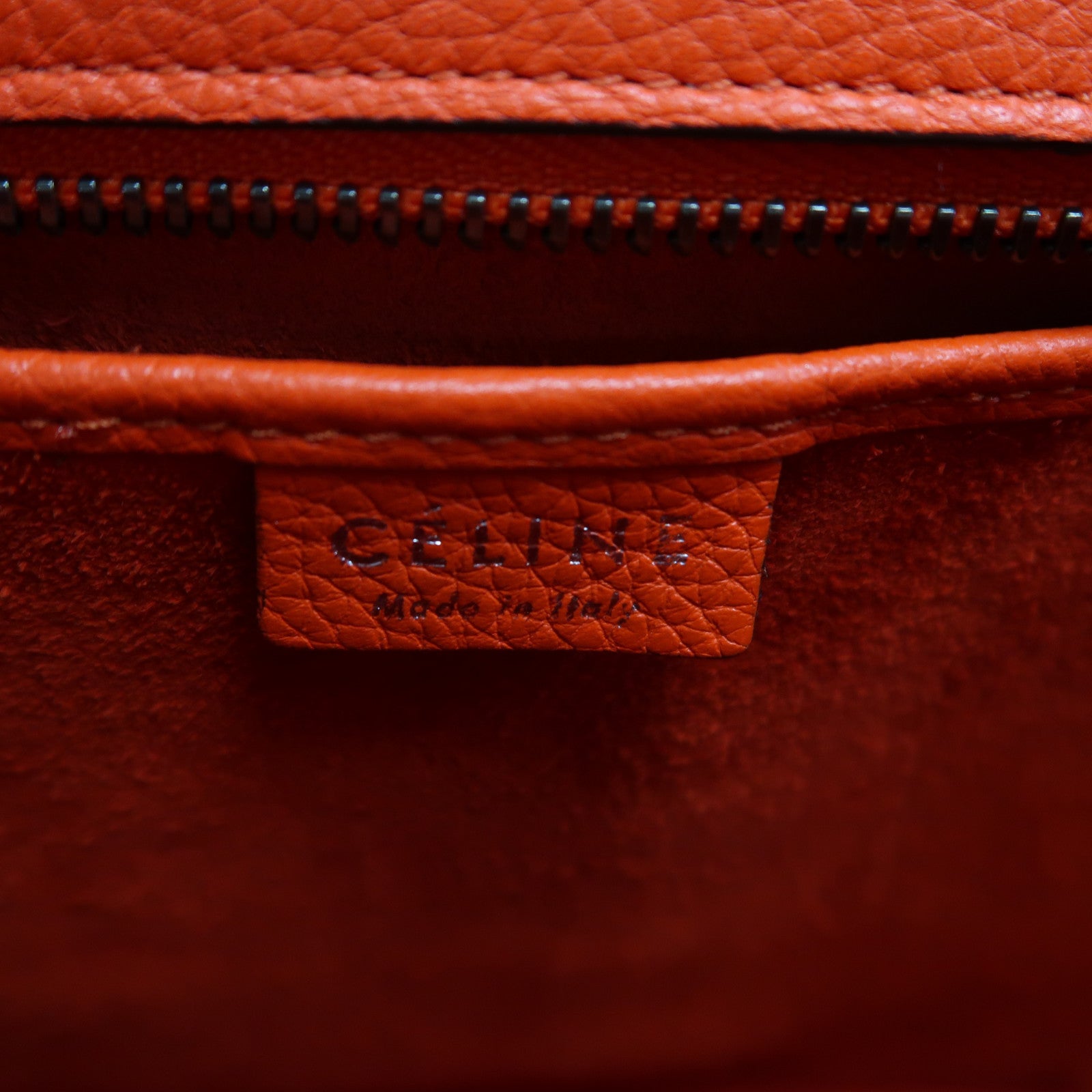 CELINE 牛皮皮革Nano Luggase銀扣手挽肩背兩用袋紅色
