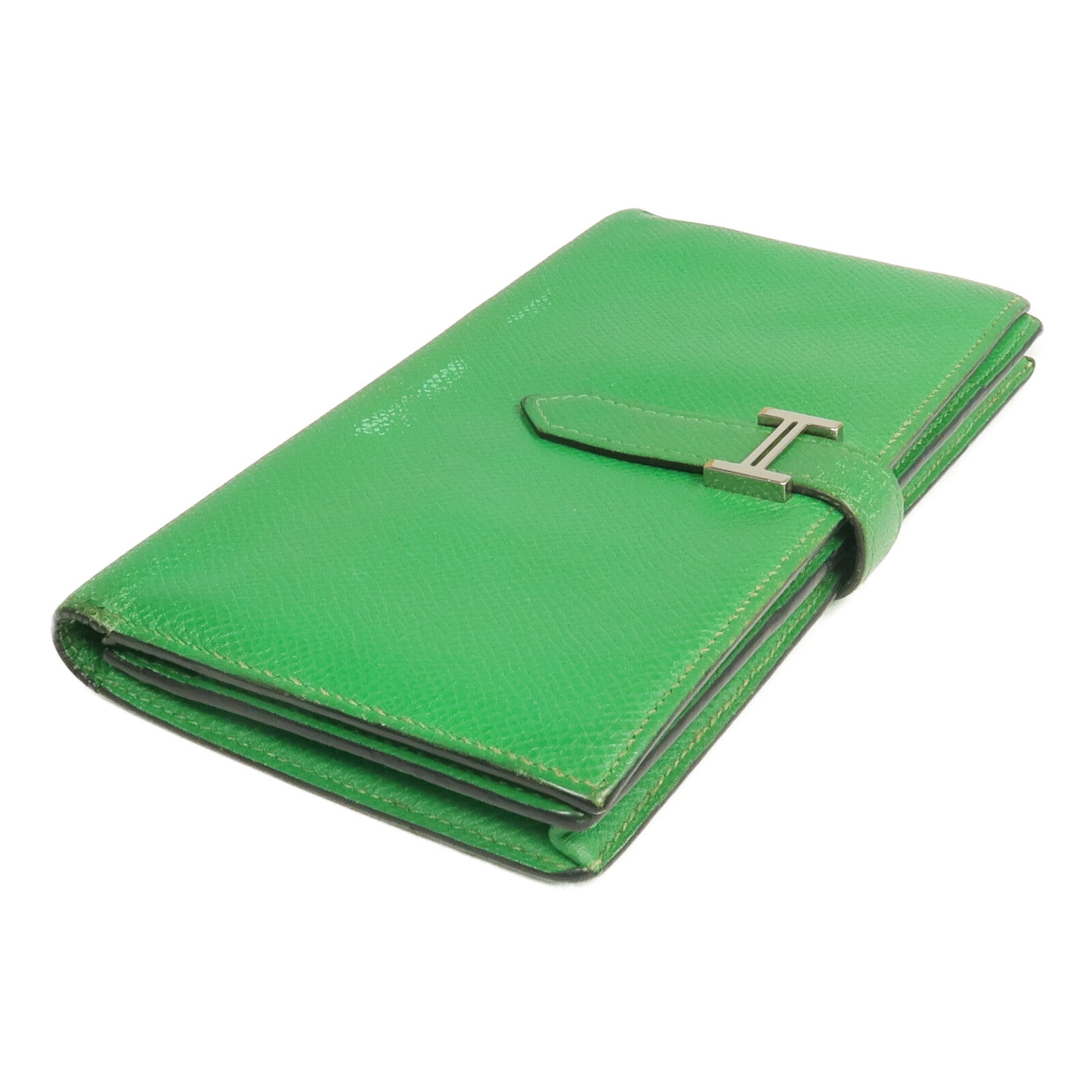 HERMES Epsom皮革Bearn Long Wallet銀扣長錢包Bambou