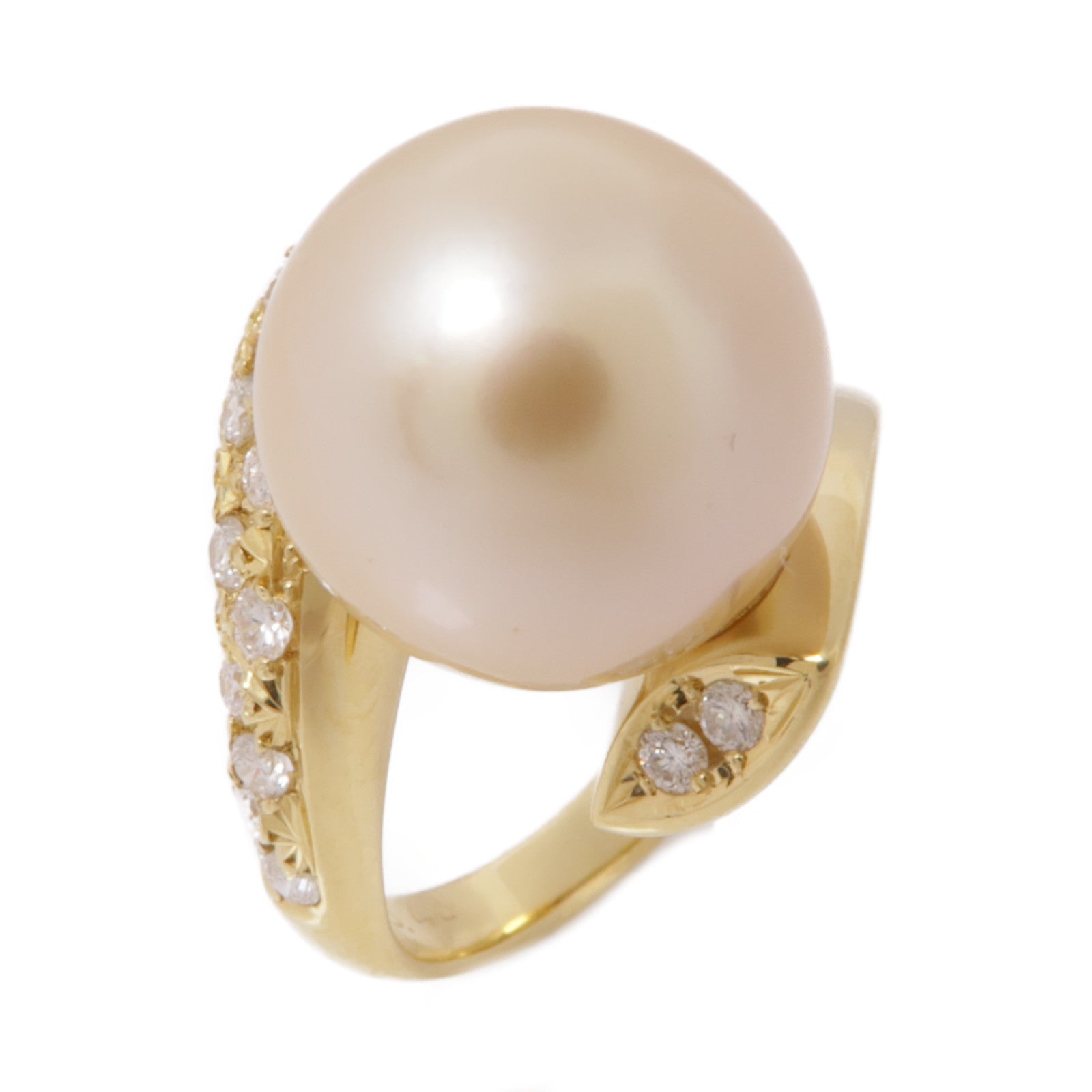JEWELRY【激減優惠】 18K黃金Pearl Diamond Ring珍珠/鑽石戒指US#5.25