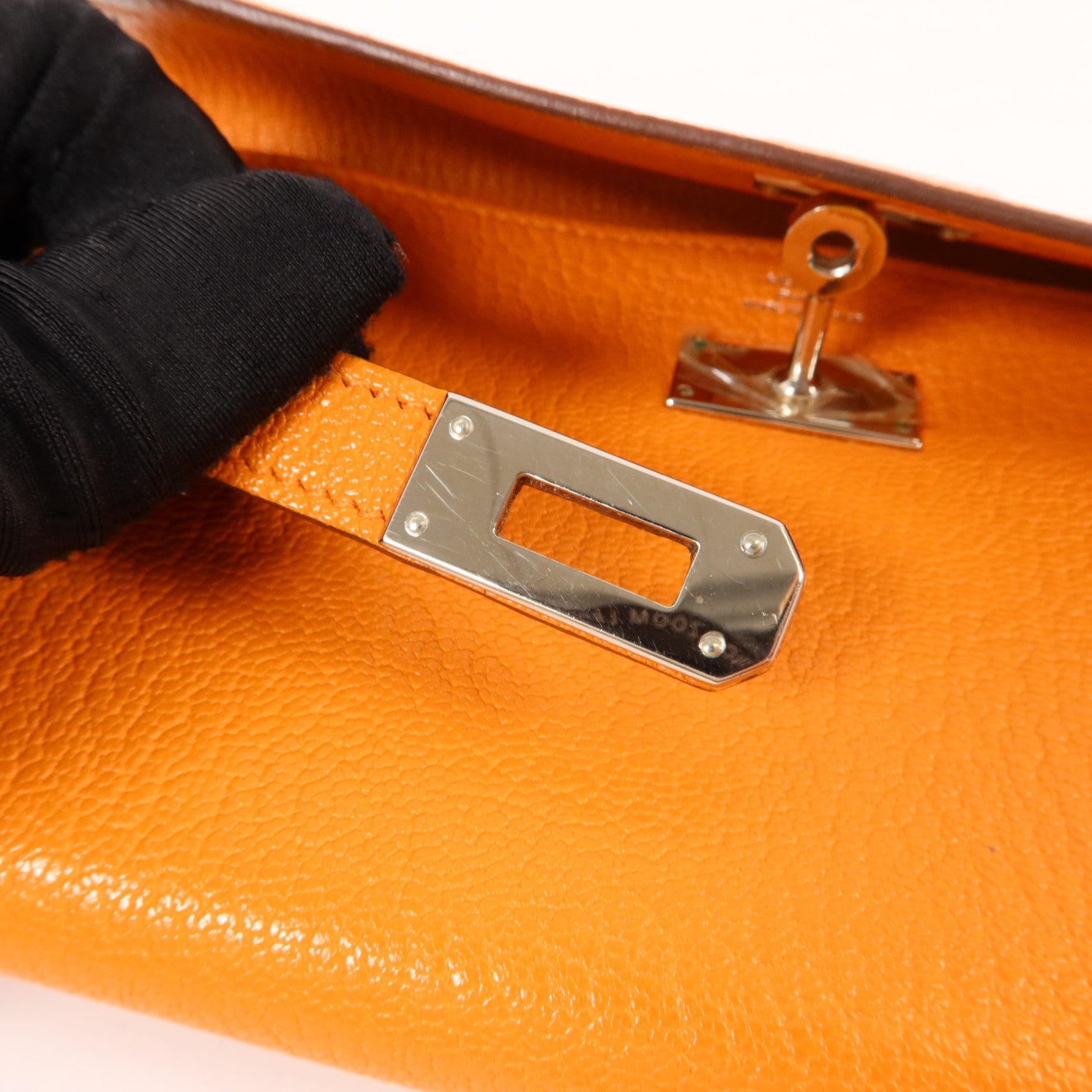 HERMES Chevre皮革Kelly Long Wallet長錢包Orange
