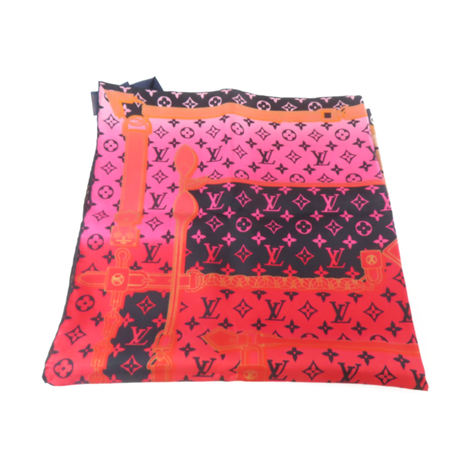 LOUIS VUITTON 絲質Rising Confidential Scarf絲巾紅色/黑色/粉紅色/橙色